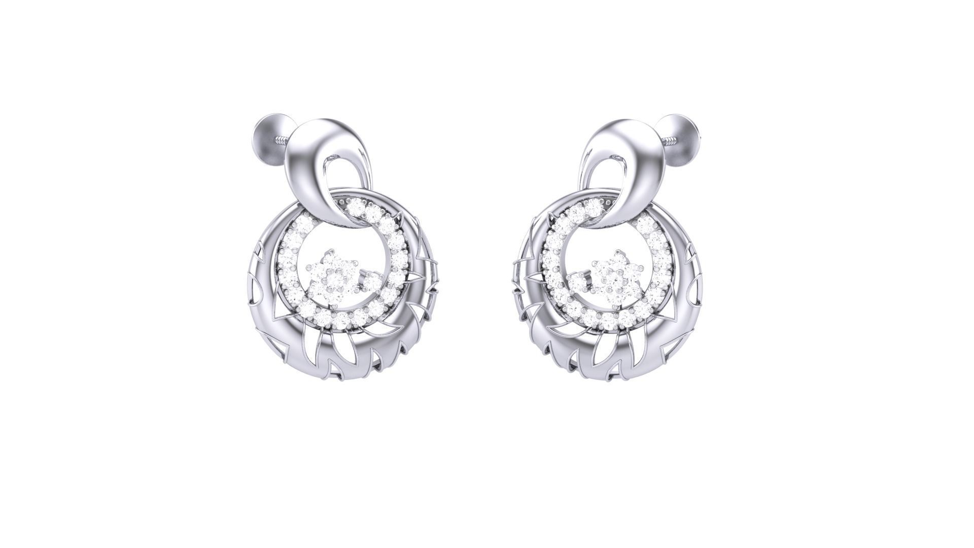 Classy Diamond Pendant Earrings Set renders 3dm stl obj 3mf 3D print model_24