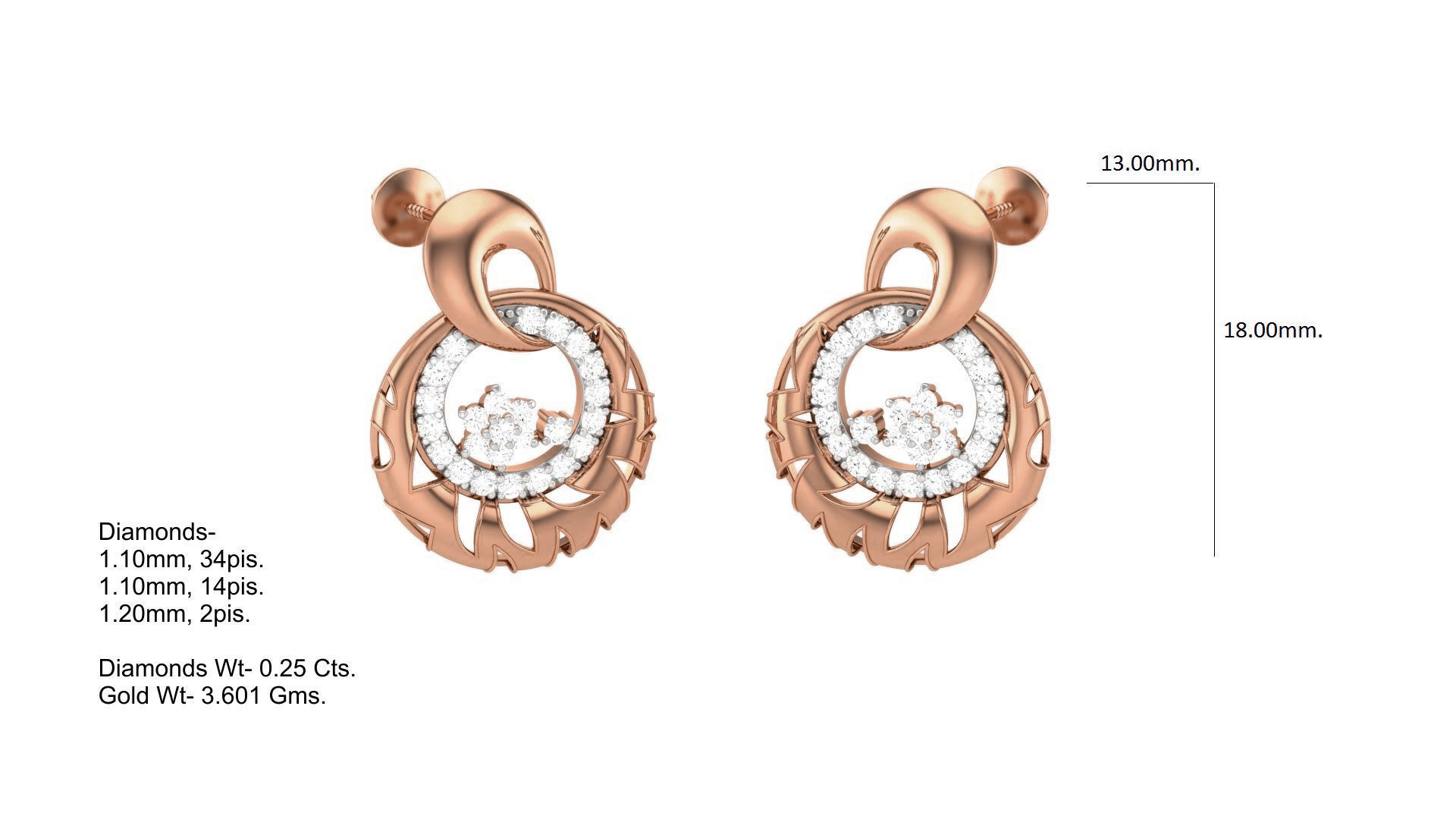 Classy Diamond Pendant Earrings Set renders 3dm stl obj 3mf 3D print model_21