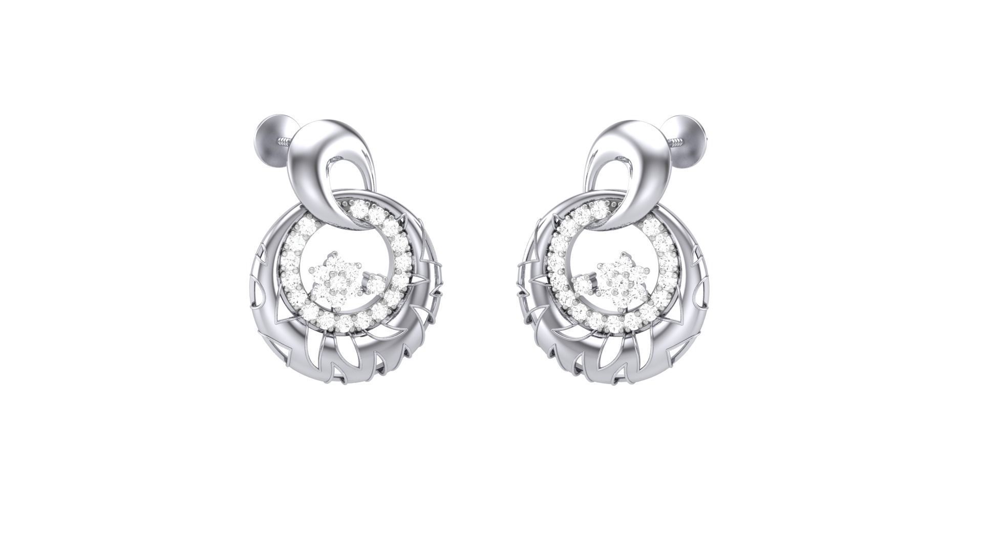 Classy Diamond Pendant Earrings Set renders 3dm stl obj 3mf 3D print model_26