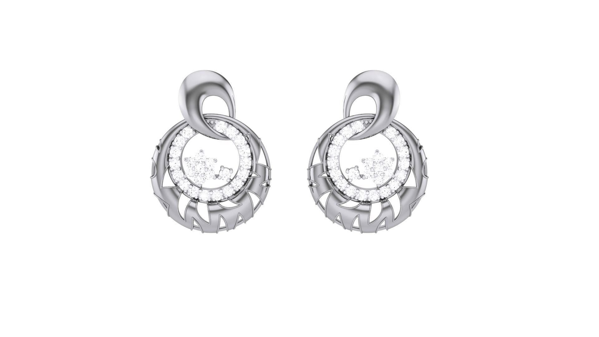 Classy Diamond Pendant Earrings Set renders 3dm stl obj 3mf 3D print model_30