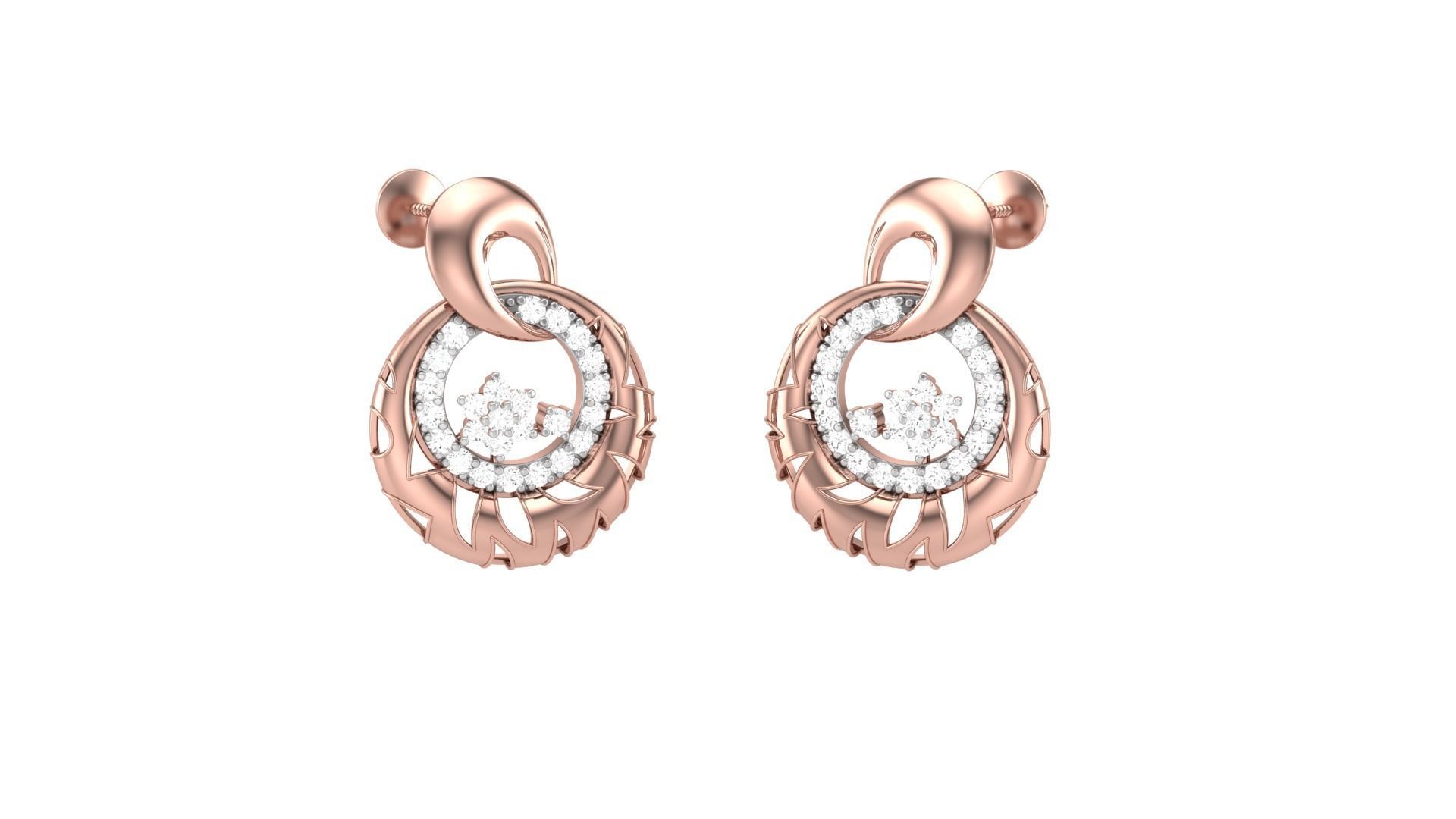 Classy Diamond Pendant Earrings Set renders 3dm stl obj 3mf 3D print model_29