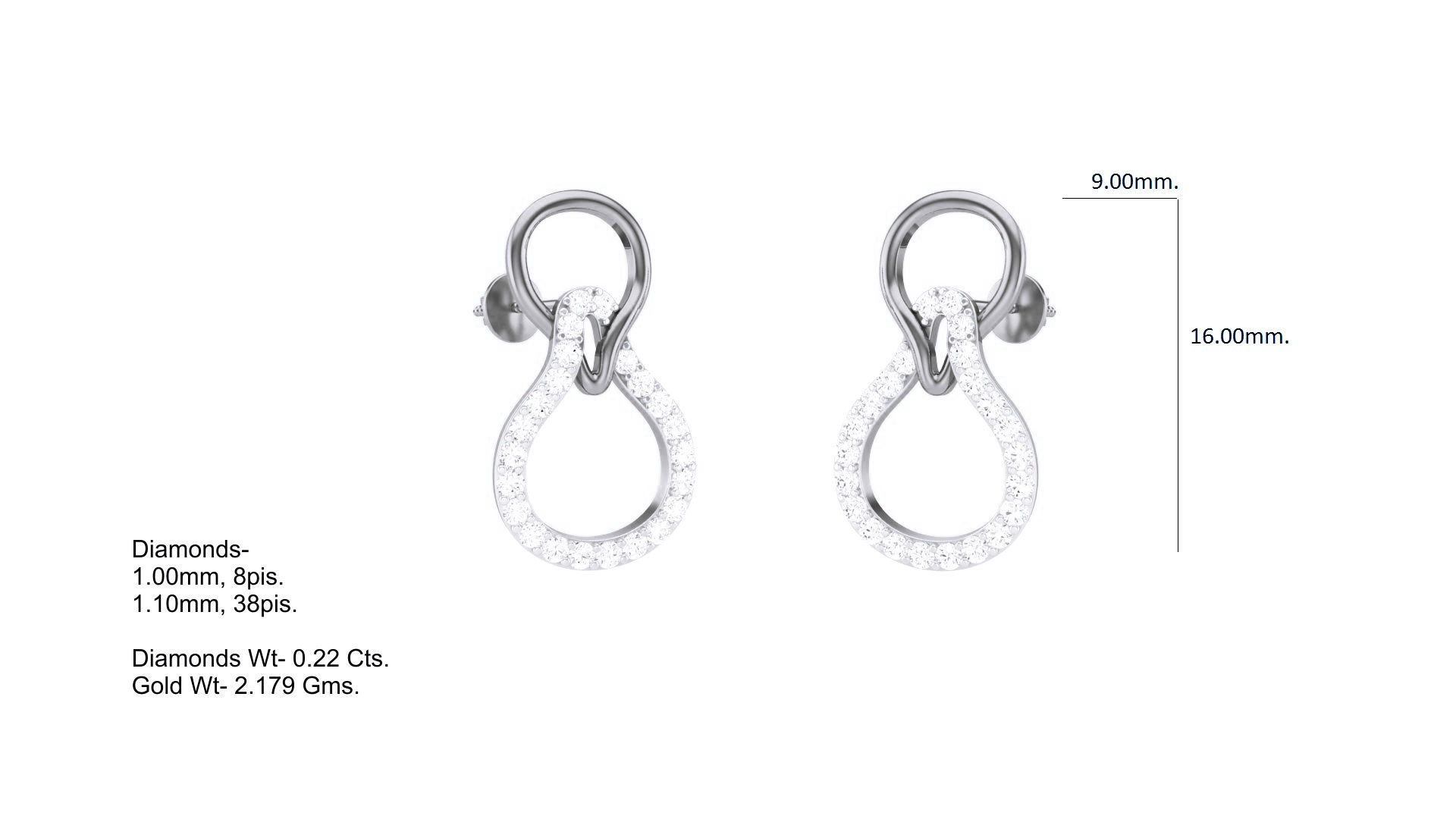 Classy Diamond Pendant Earrings Set renders 3dm stl obj 3mf  3D print model_19