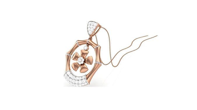 Flower Classy Diamond Pendant Earrings Set renders 3dm stl obj 3D print model