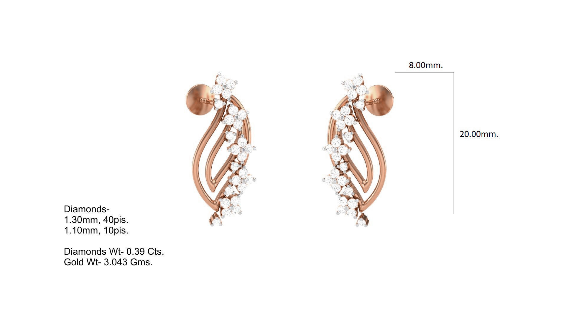 Classy Diamond Pendant Earrings Set renders 3dm stl obj 3mf  3D print model_20