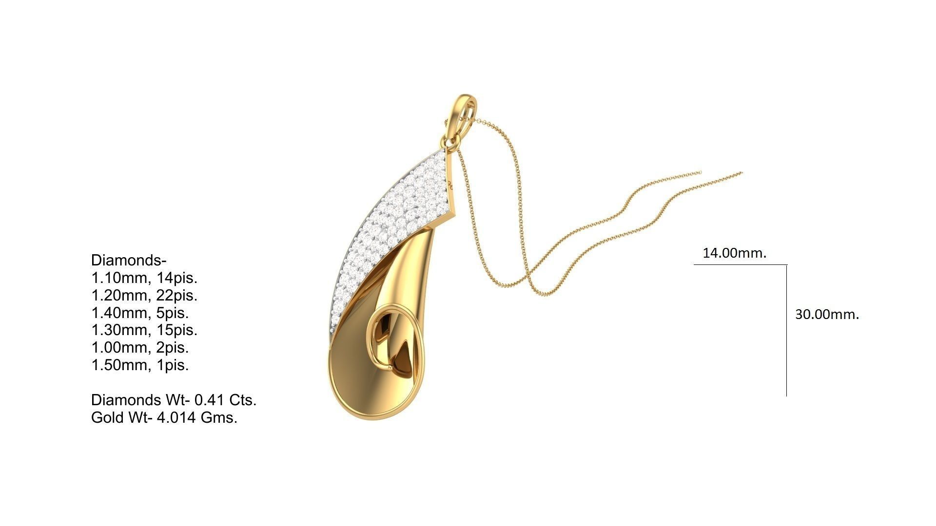 Classy Diamond Pendant Earrings Set renders 3dm stl obj 3mf  3D print model_4