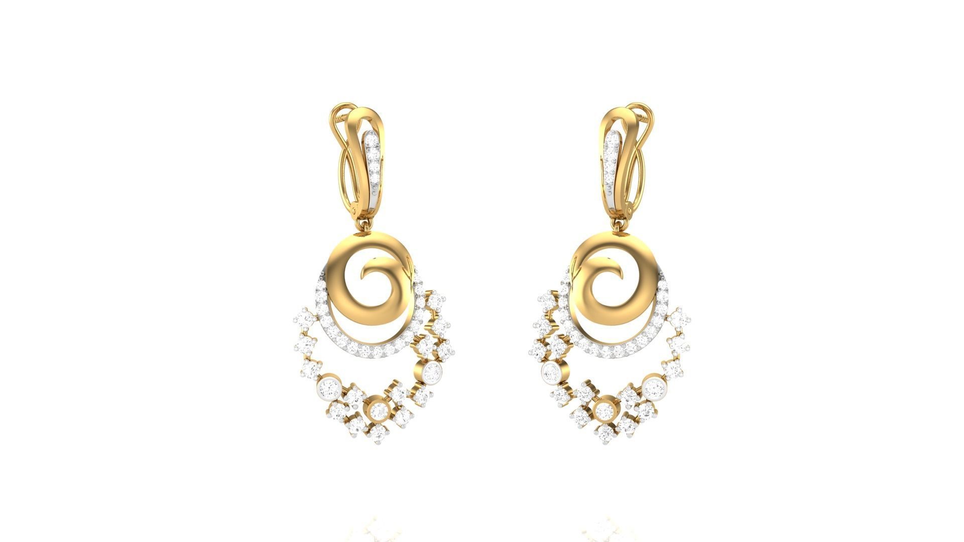 Classy Diamond Pendant Earrings Set renders 3dm stl obj 3mf  3D print model_23