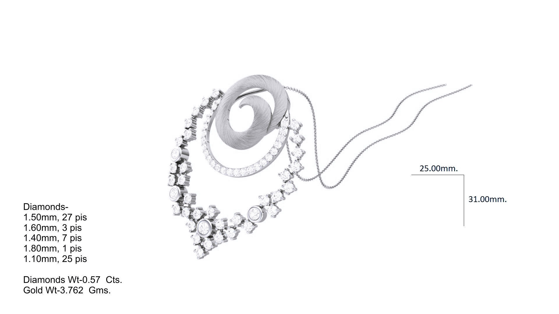 Classy Diamond Pendant Earrings Set renders 3dm stl obj 3mf  3D print model_2