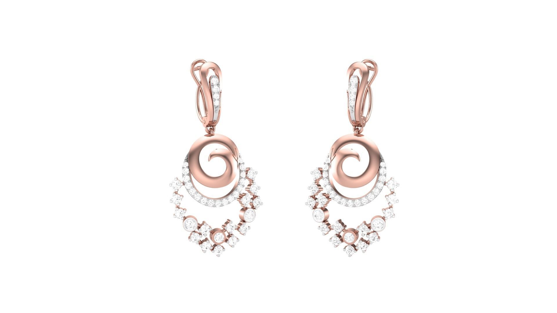 Classy Diamond Pendant Earrings Set renders 3dm stl obj 3mf  3D print model_28