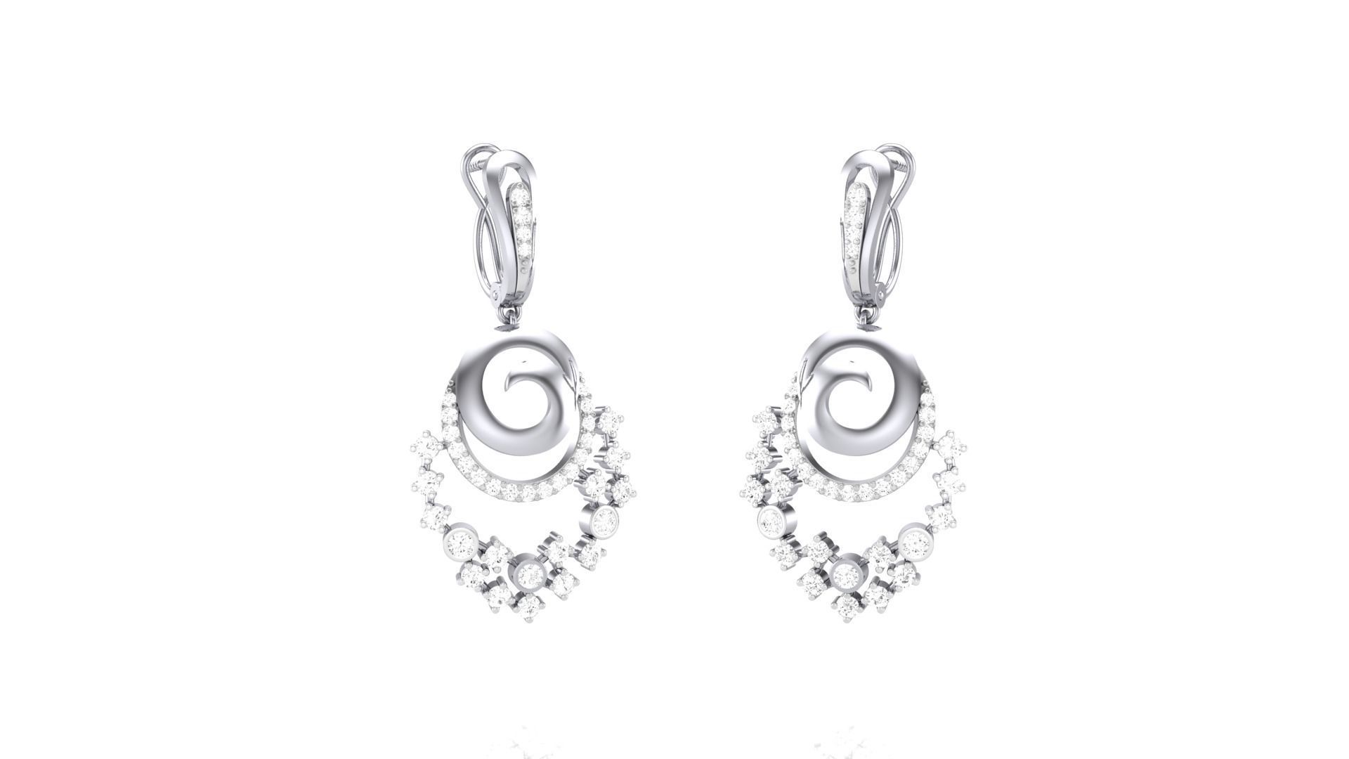 Classy Diamond Pendant Earrings Set renders 3dm stl obj 3mf  3D print model_25