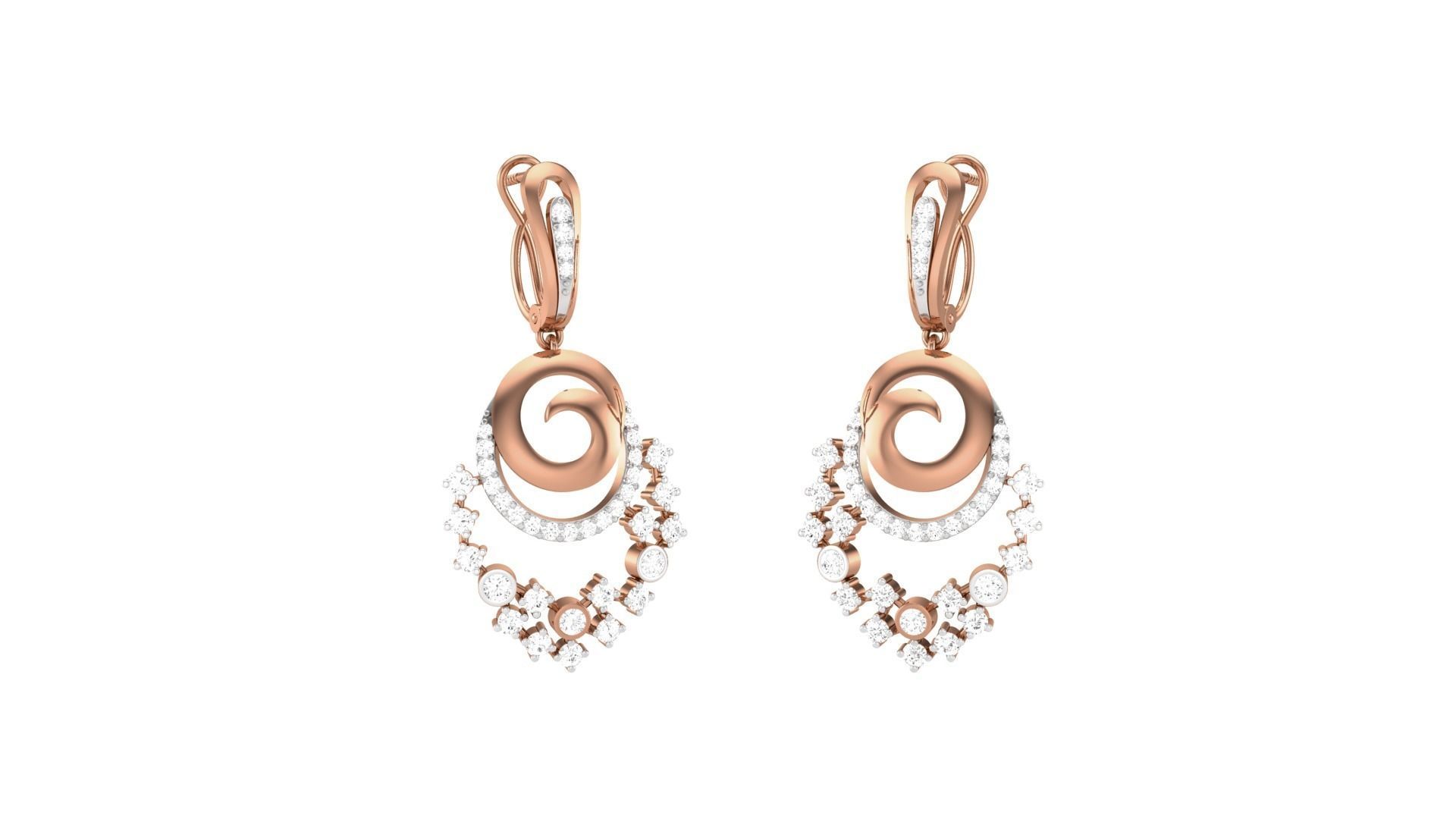 Classy Diamond Pendant Earrings Set renders 3dm stl obj 3mf  3D print model_1