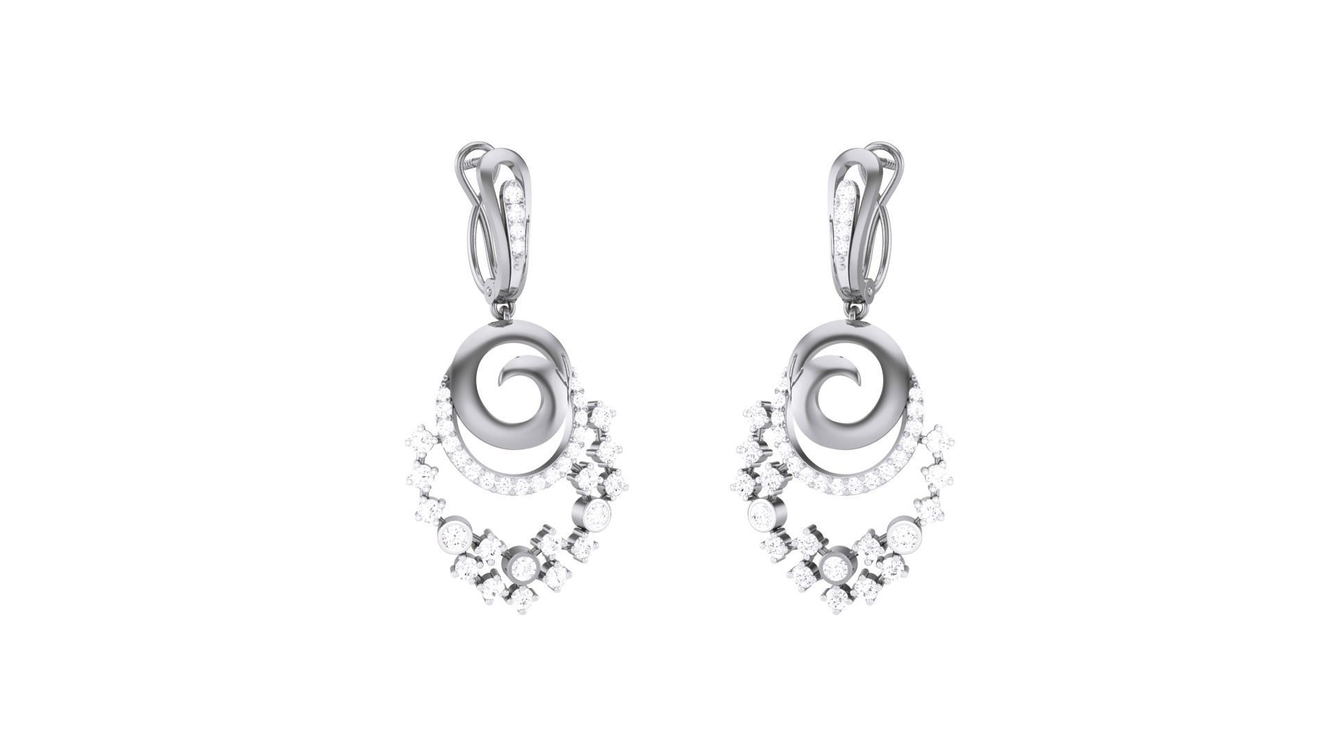 Classy Diamond Pendant Earrings Set renders 3dm stl obj 3mf  3D print model_22