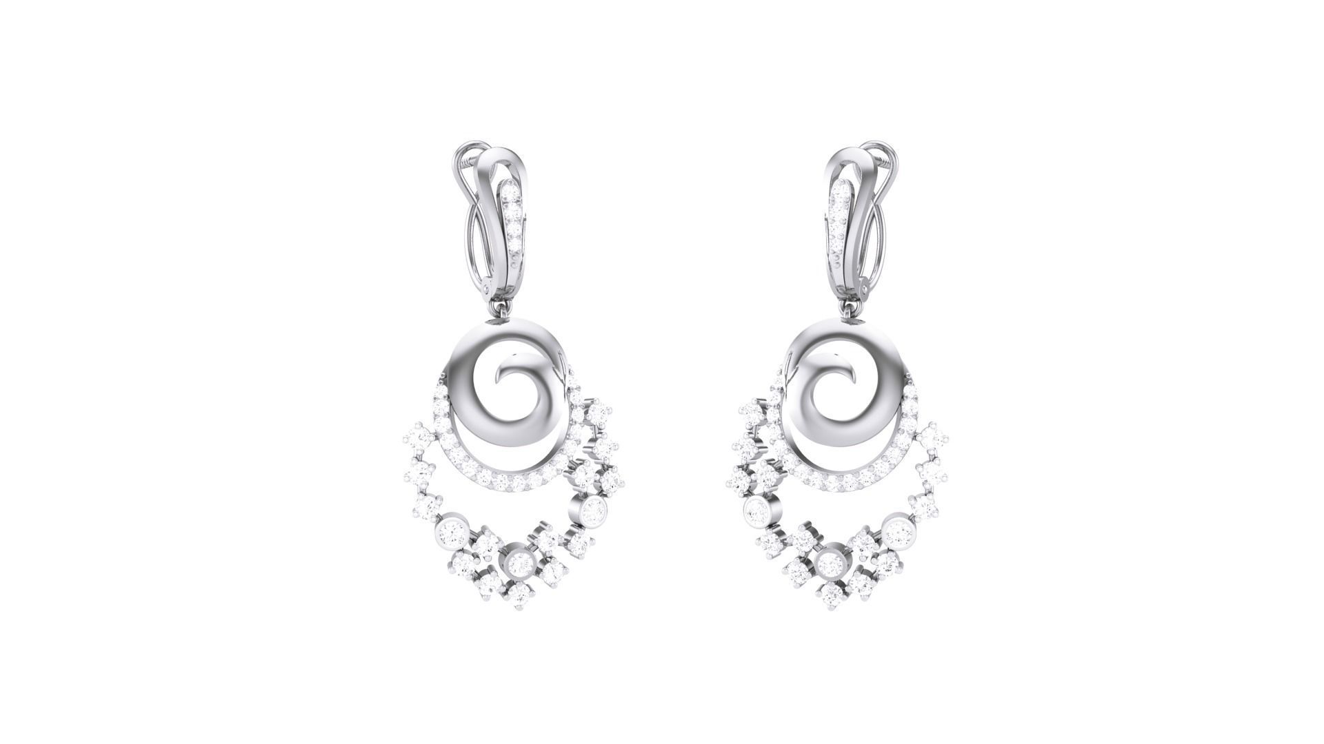 Classy Diamond Pendant Earrings Set renders 3dm stl obj 3mf  3D print model_27