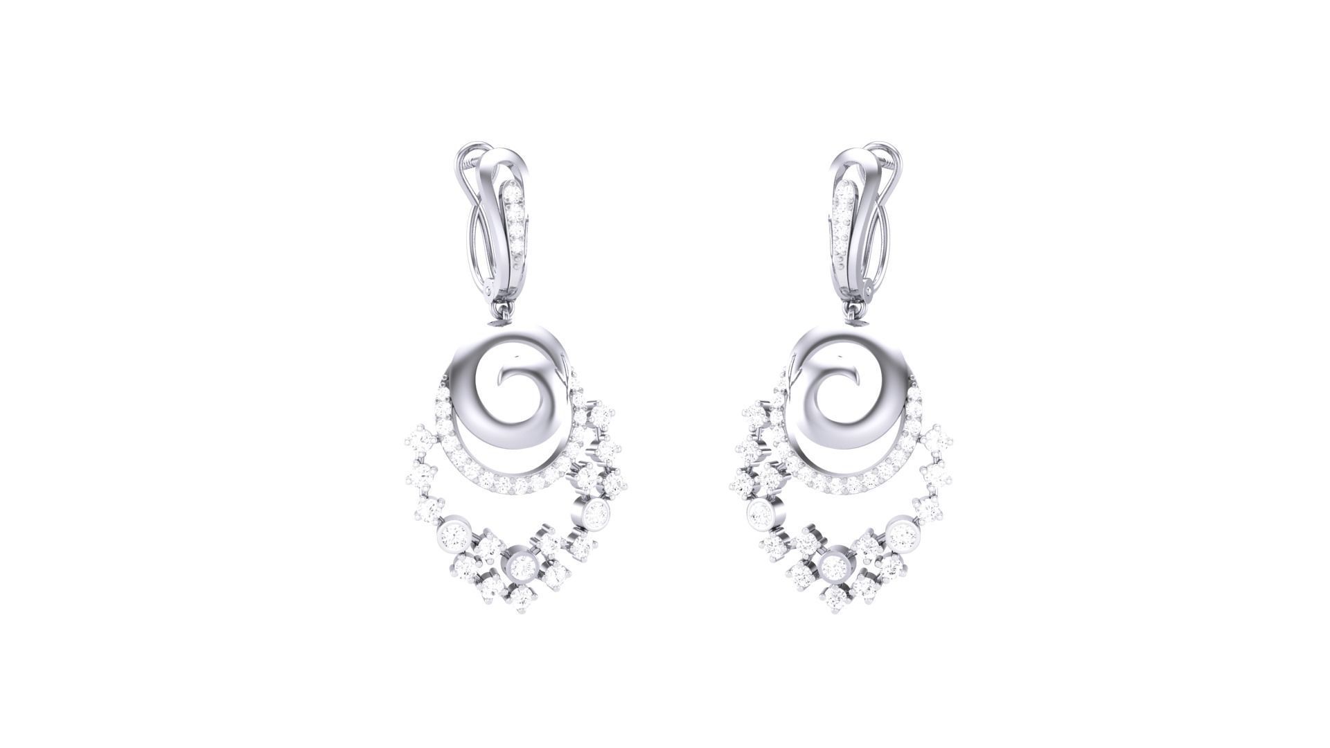 Classy Diamond Pendant Earrings Set renders 3dm stl obj 3mf  3D print model_24