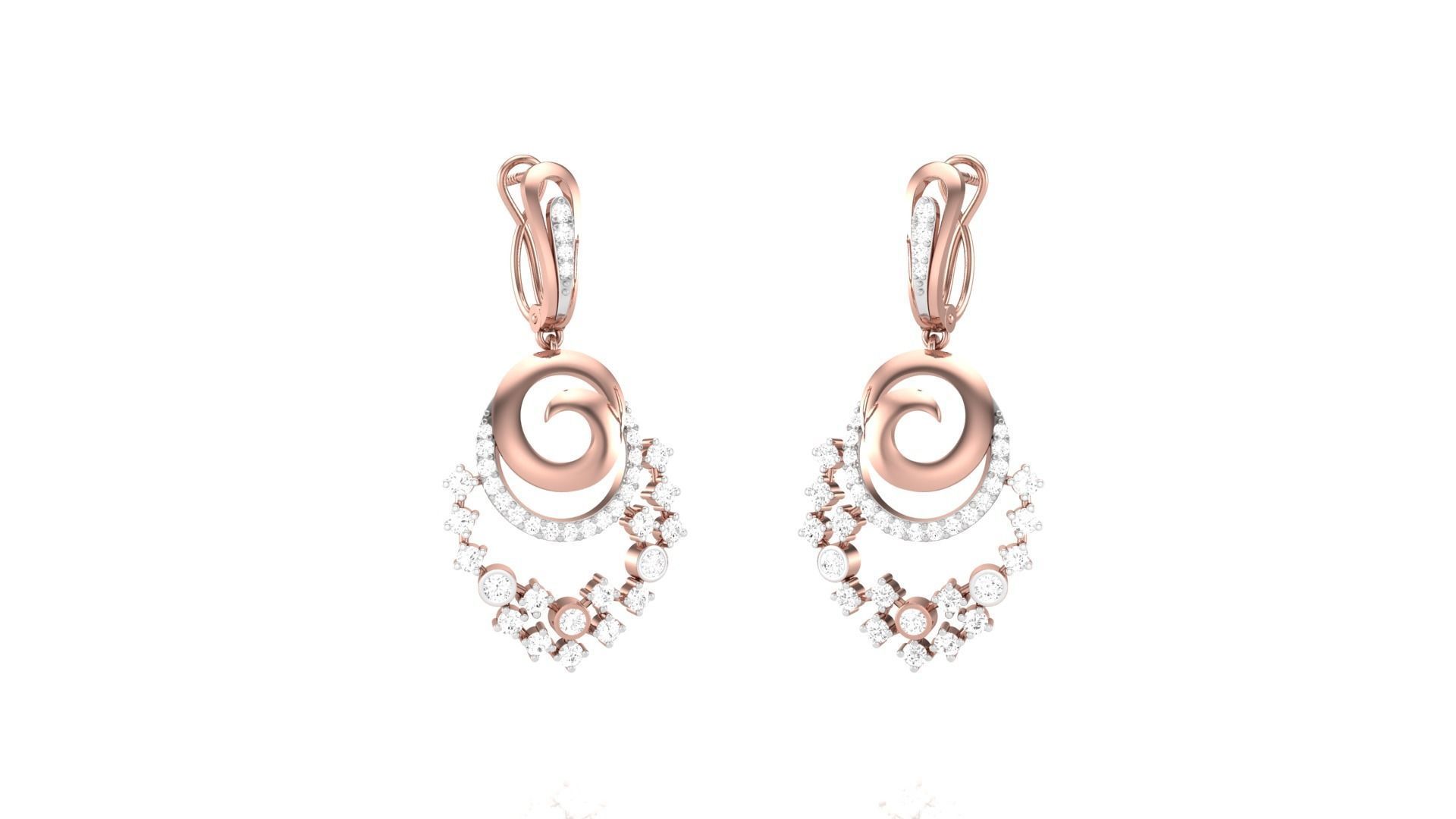 Classy Diamond Pendant Earrings Set renders 3dm stl obj 3mf  3D print model_29