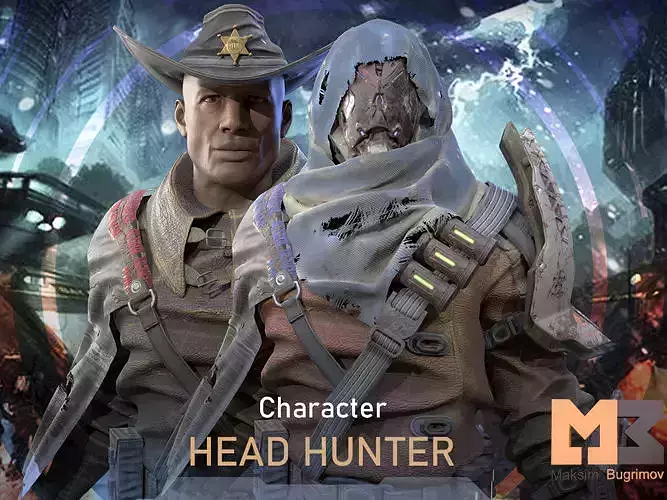 SCI-FI MERCENARY 03 HEAD HUNTER Low-poly 3D model