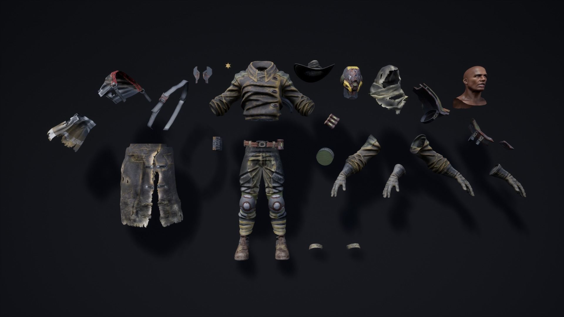 SCI-FI MERCENARY 03 HEAD HUNTER Low-poly 3D model_7