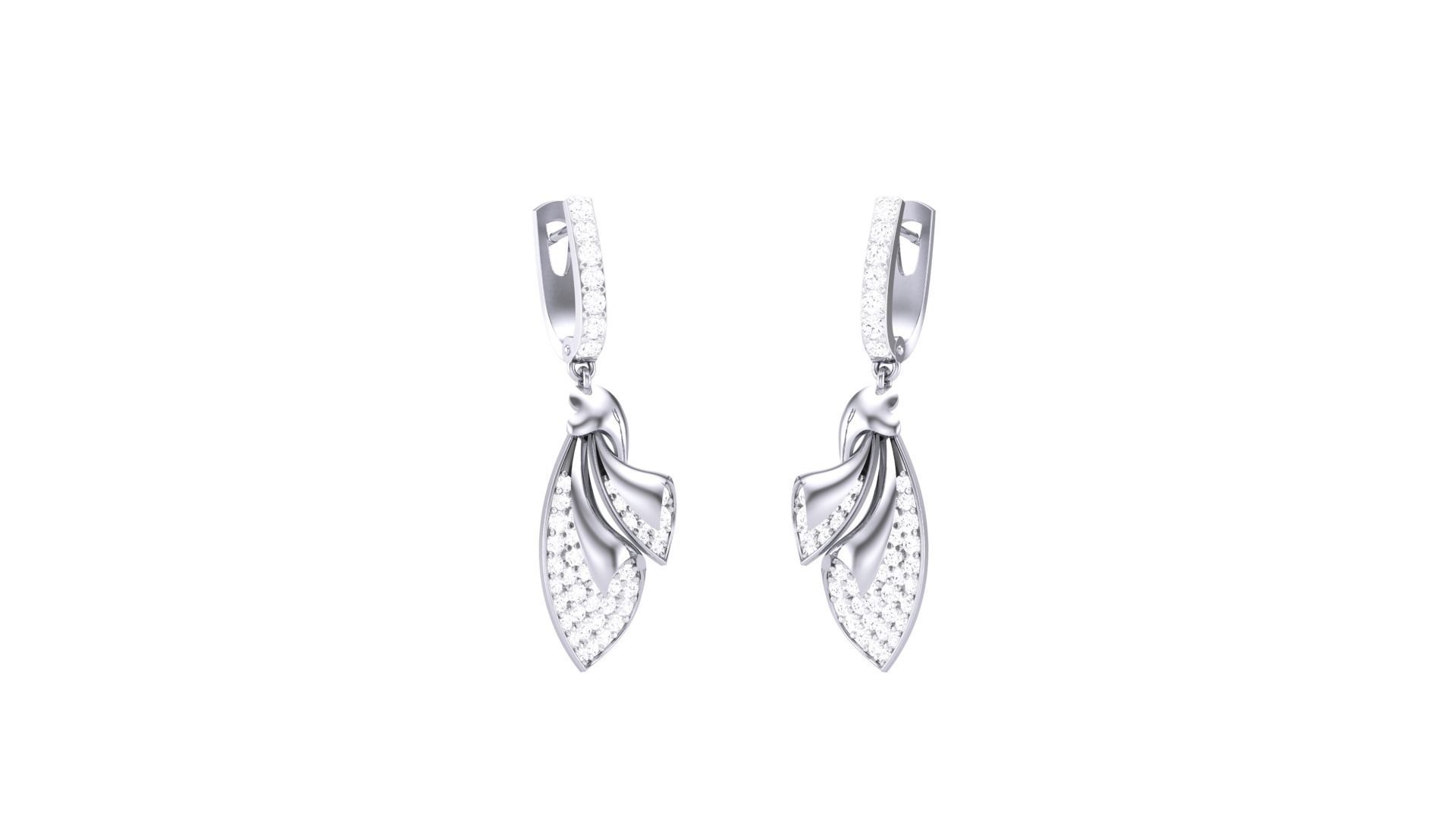 Classy Diamond Pendant Earrings Set renders 3dm stl obj 3mf  3D print model_24