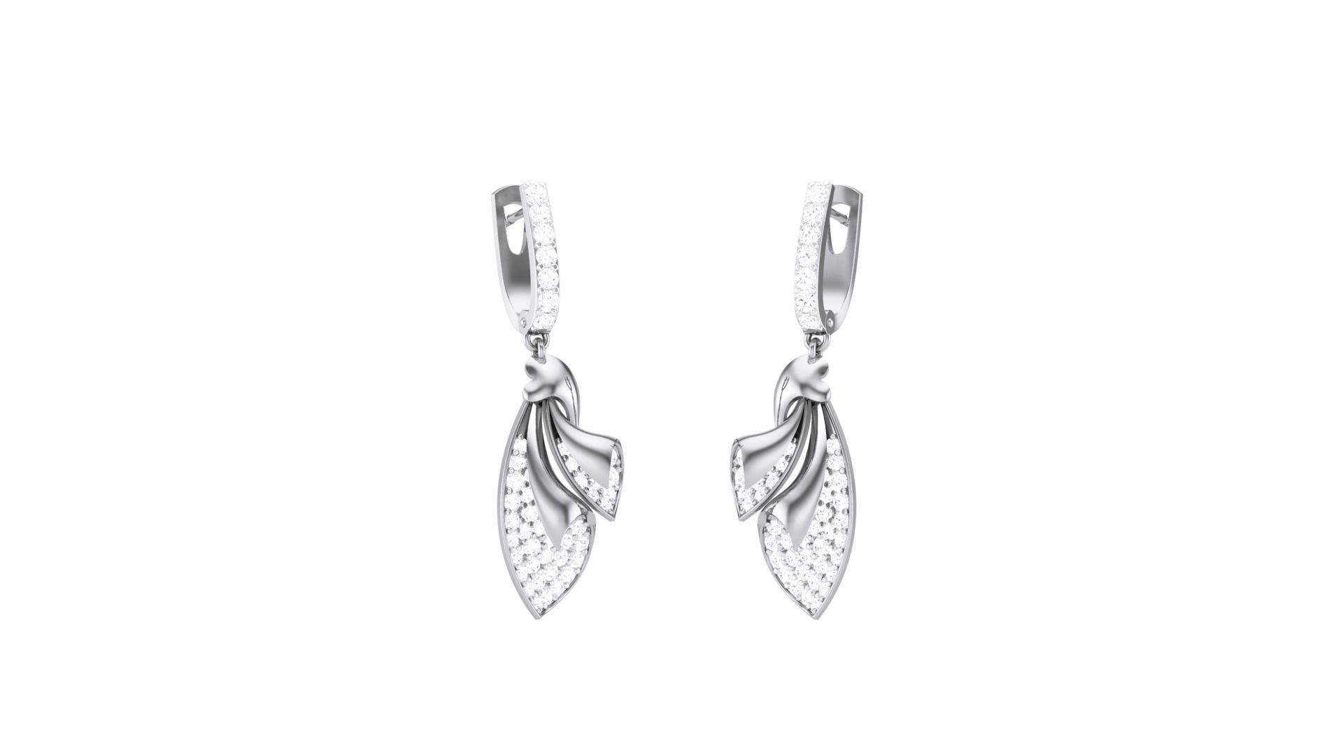 Classy Diamond Pendant Earrings Set renders 3dm stl obj 3mf  3D print model_27