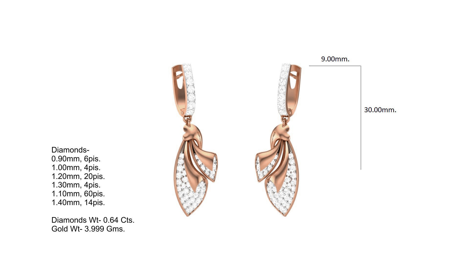 Classy Diamond Pendant Earrings Set renders 3dm stl obj 3mf  3D print model_20