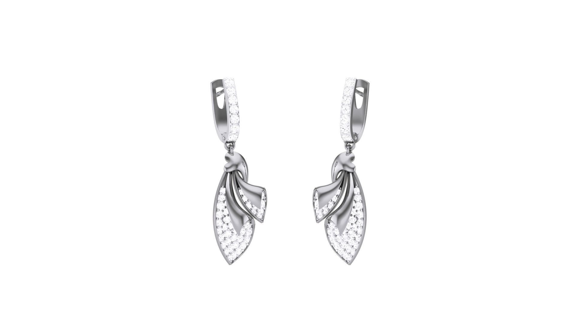 Classy Diamond Pendant Earrings Set renders 3dm stl obj 3mf  3D print model_23