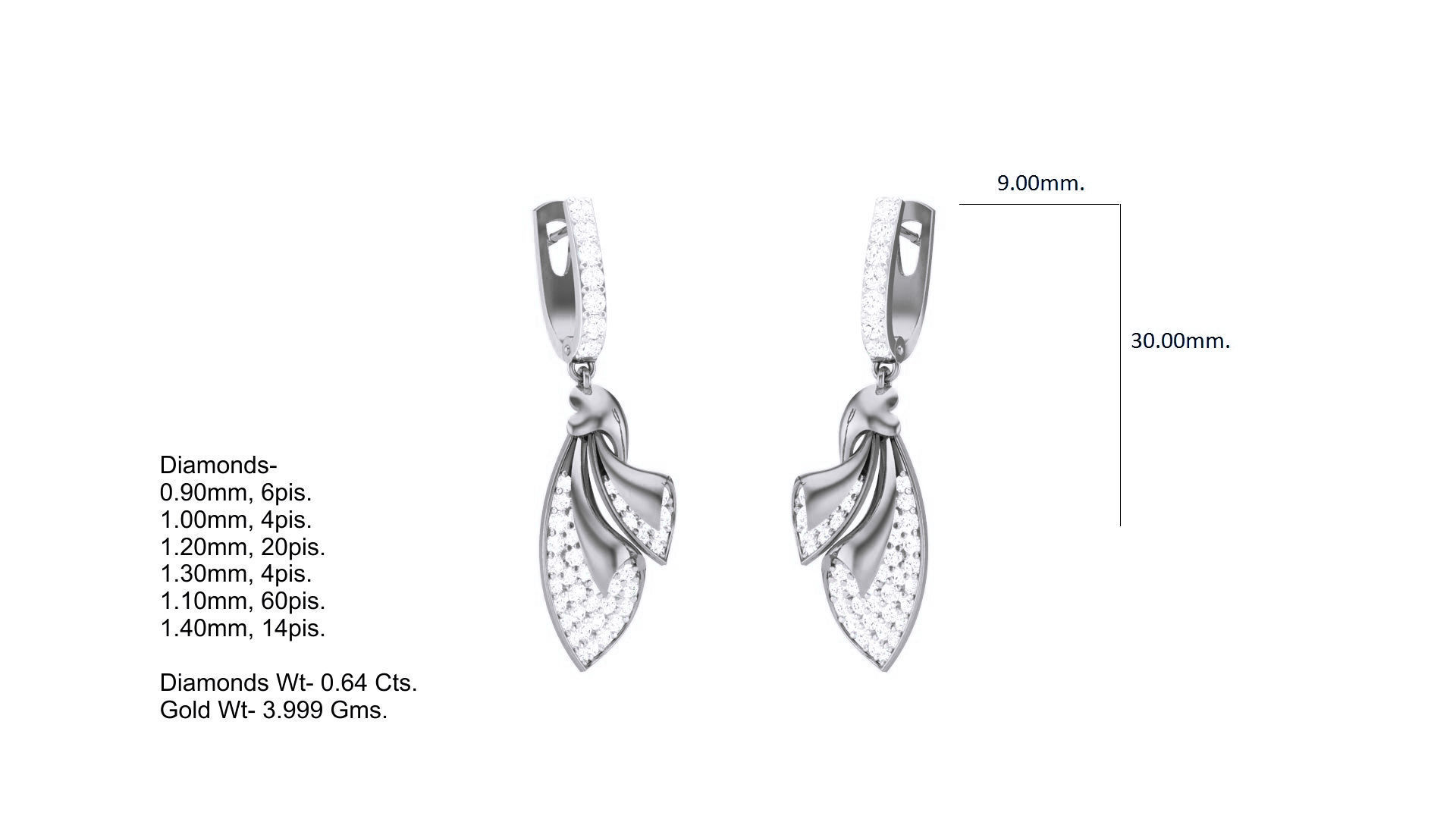 Classy Diamond Pendant Earrings Set renders 3dm stl obj 3mf  3D print model_19
