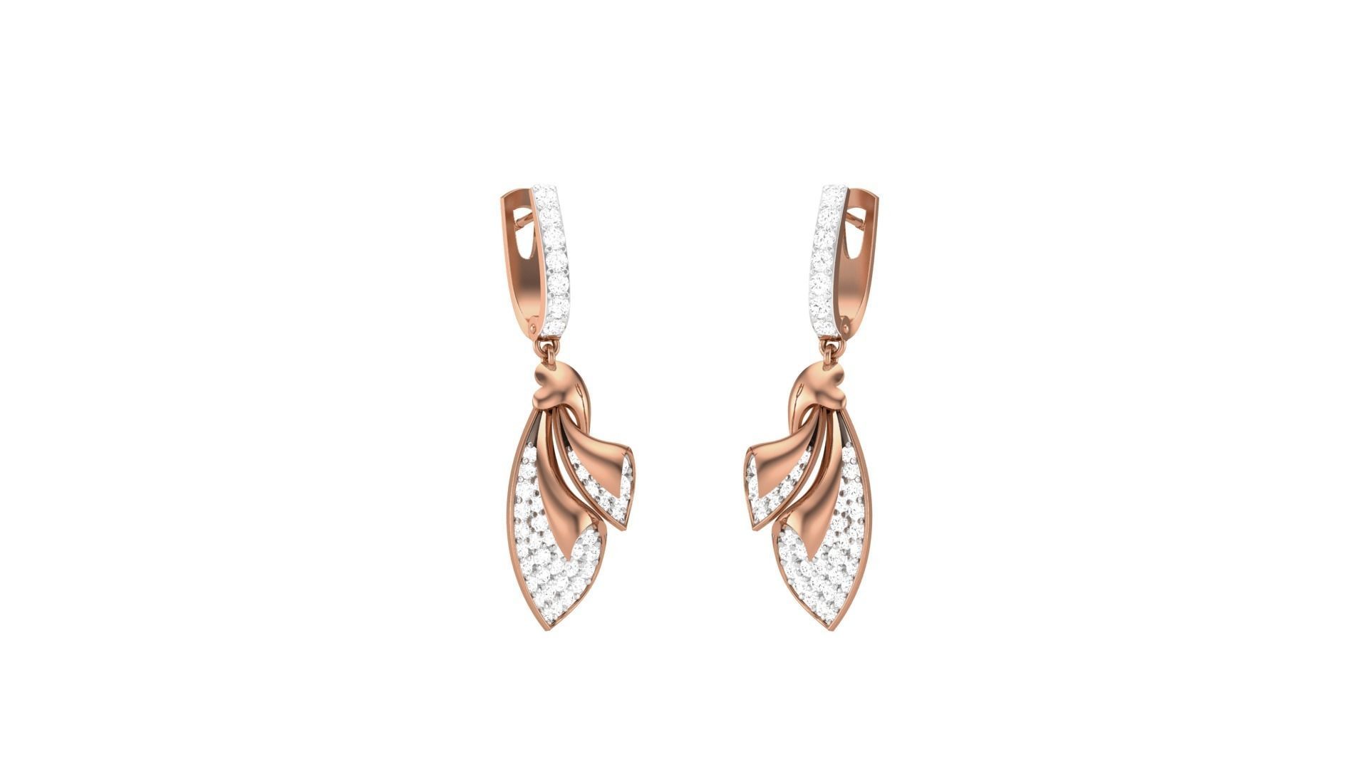 Classy Diamond Pendant Earrings Set renders 3dm stl obj 3mf  3D print model_1