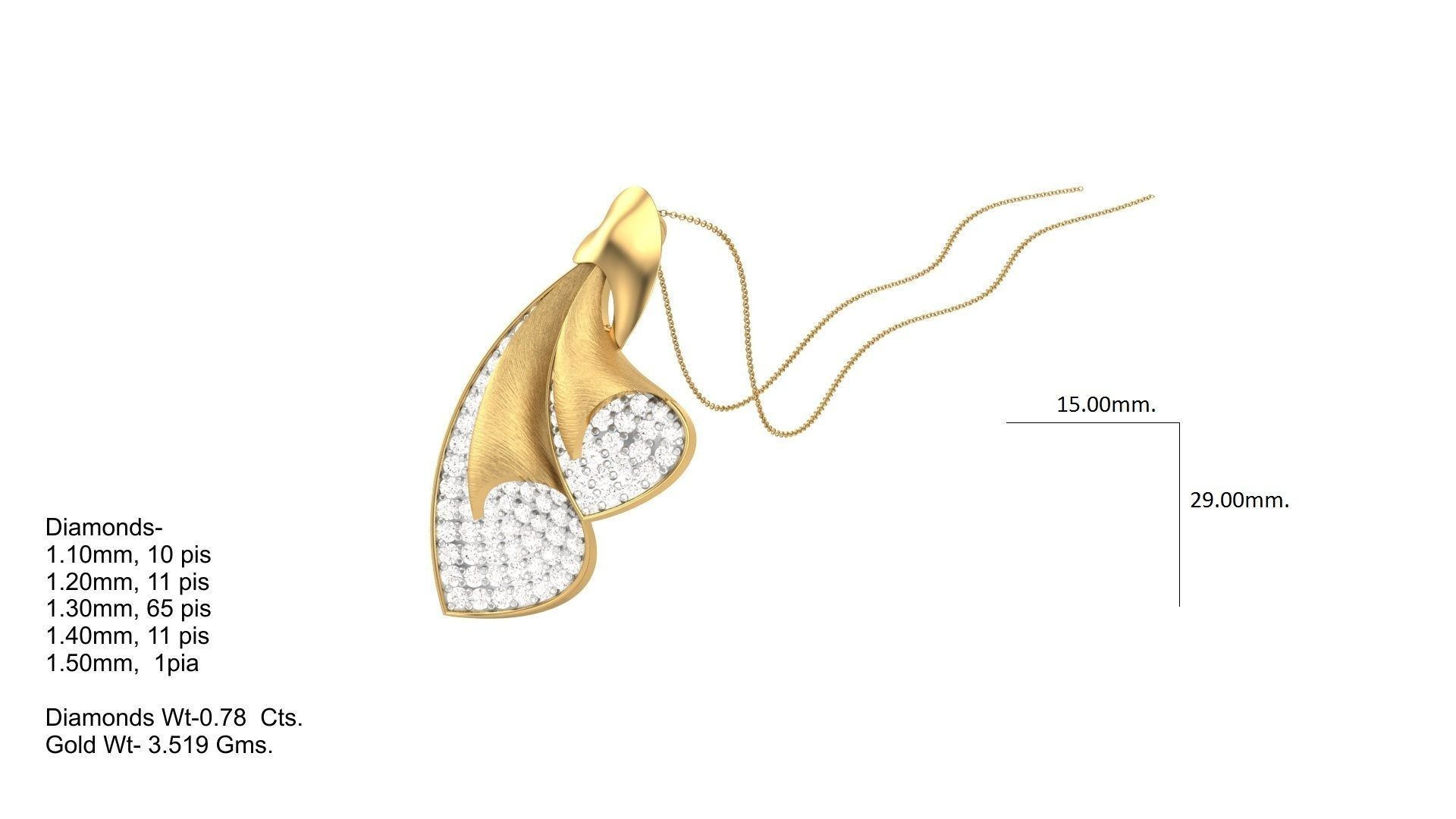 Classy Diamond Pendant Earrings Set renders 3dm stl obj 3mf  3D print model_4