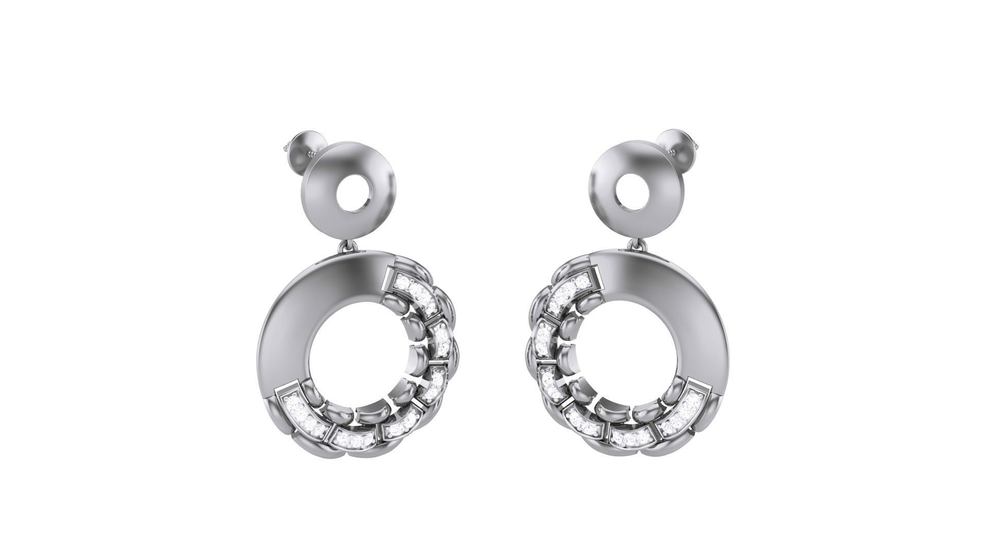 Classy Diamond Pendant Earrings Set renders 3dm stl obj 3mf  3D print model_22