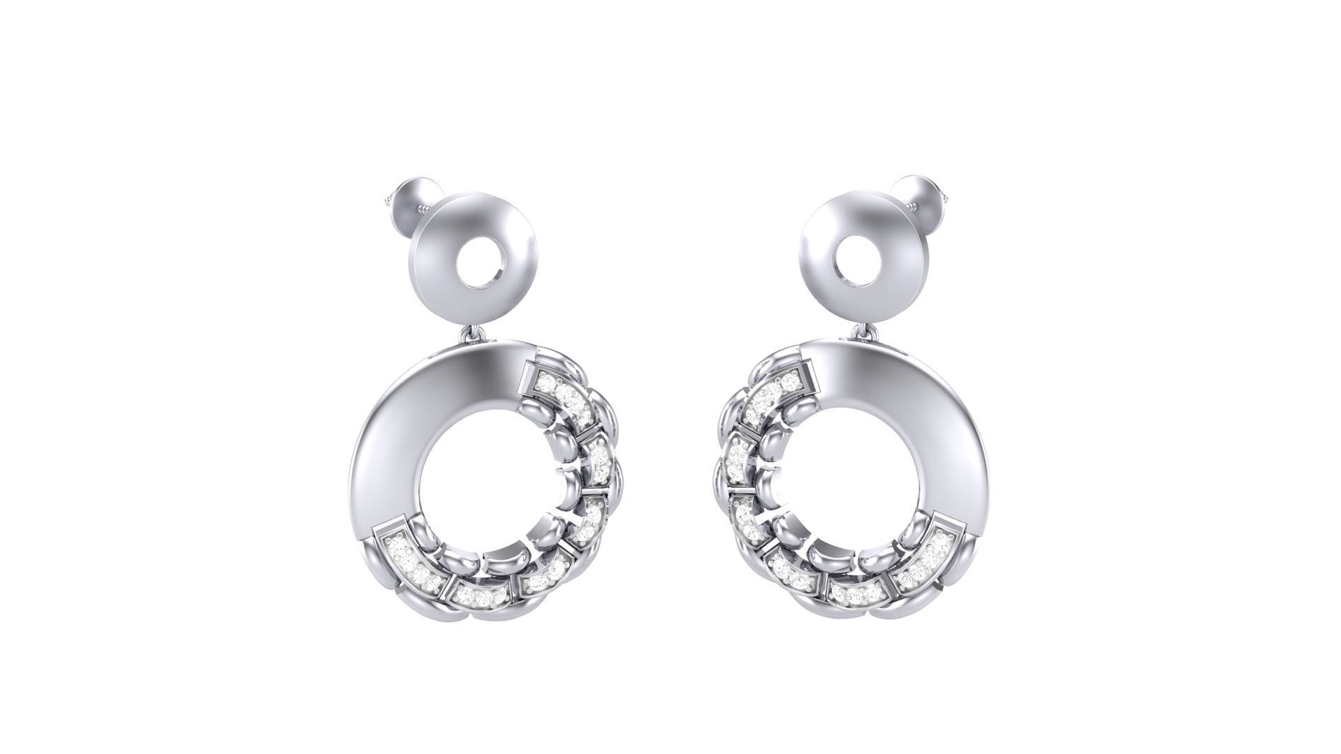 Classy Diamond Pendant Earrings Set renders 3dm stl obj 3mf  3D print model_25