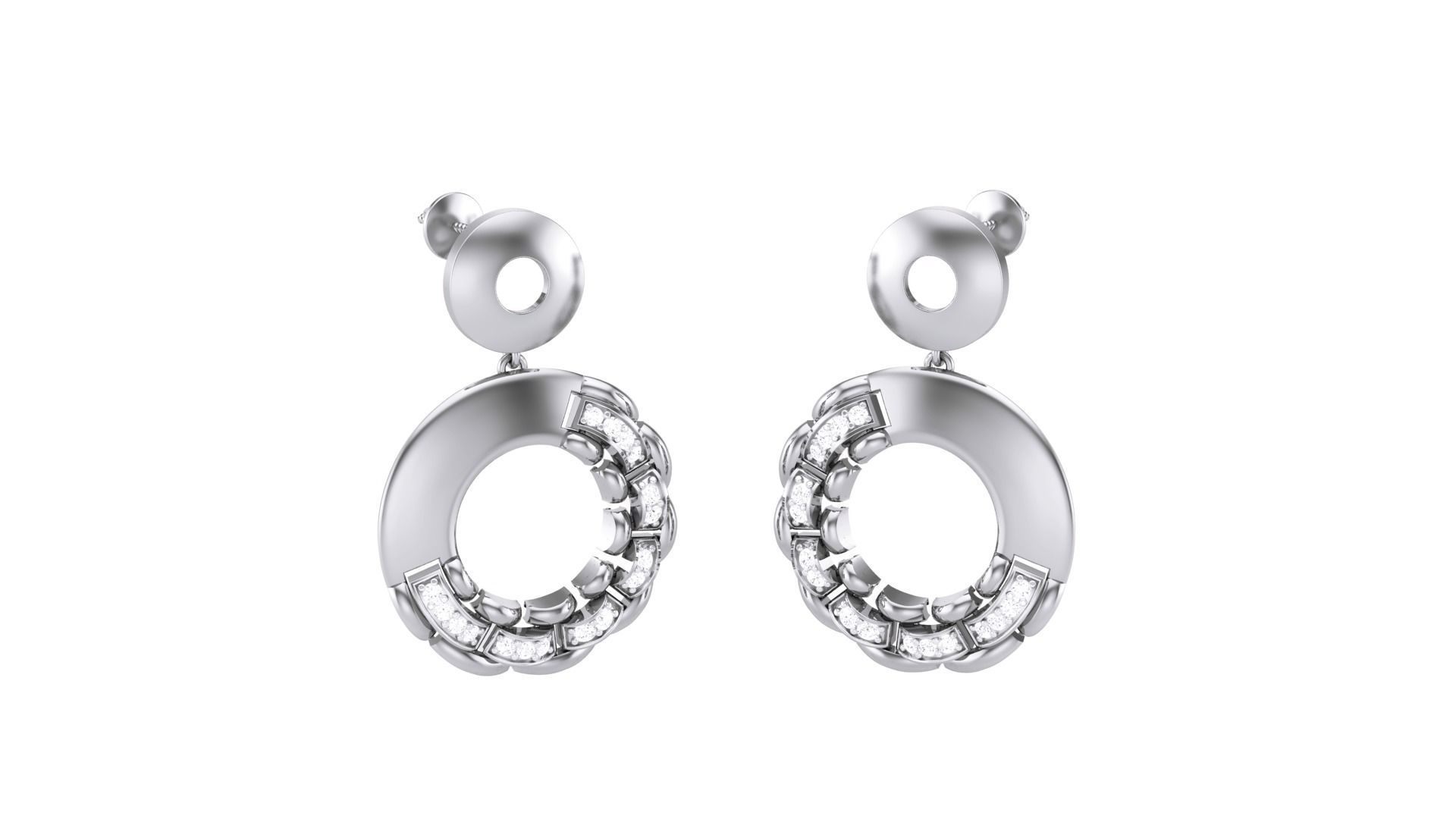 Classy Diamond Pendant Earrings Set renders 3dm stl obj 3mf  3D print model_27