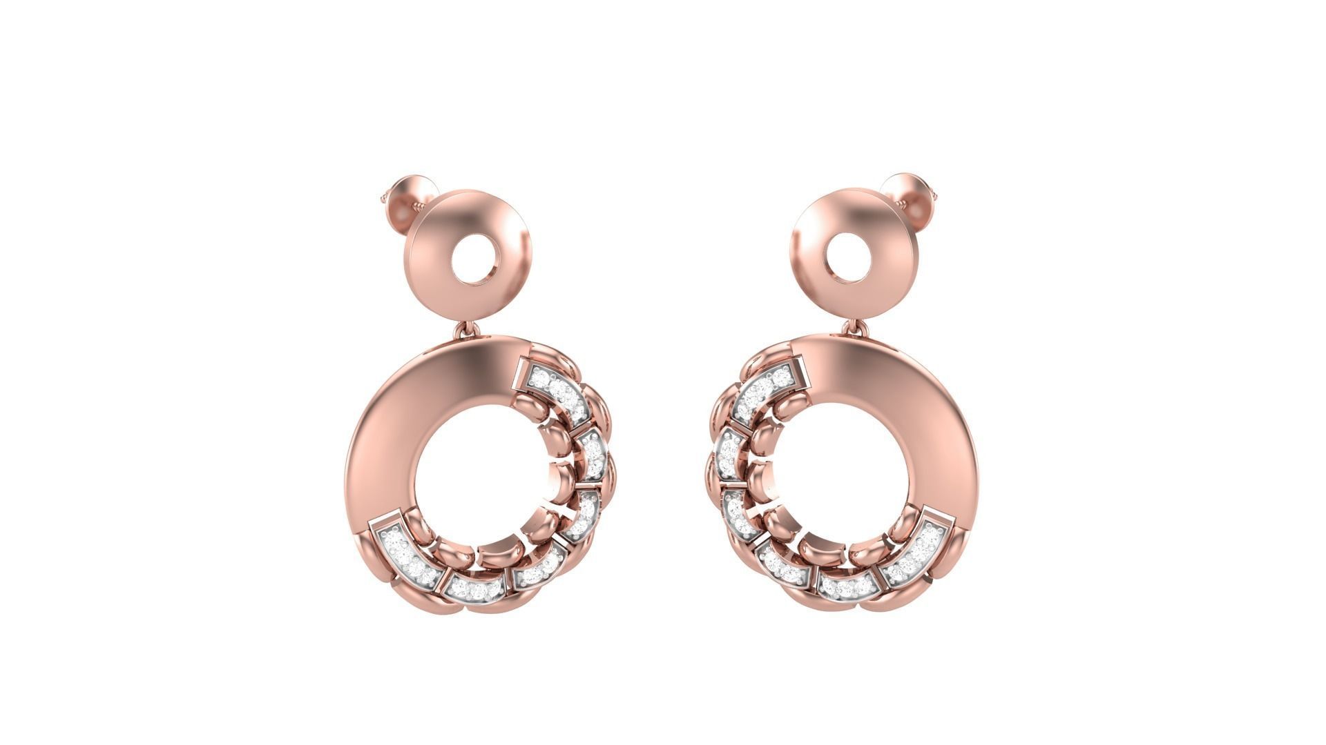 Classy Diamond Pendant Earrings Set renders 3dm stl obj 3mf  3D print model_28