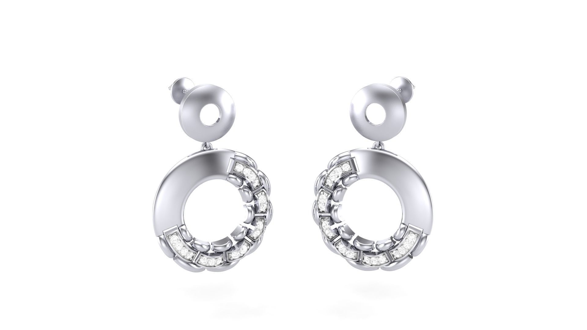 Classy Diamond Pendant Earrings Set renders 3dm stl obj 3mf  3D print model_26