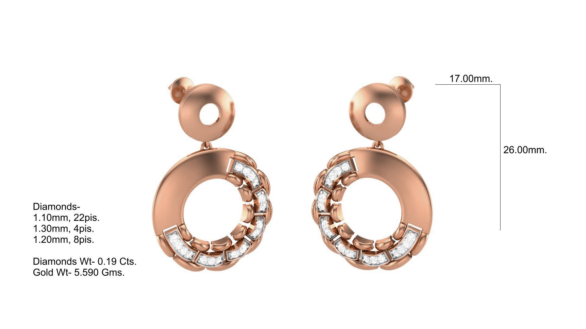 Classy Diamond Pendant Earrings Set renders 3dm stl obj 3mf  3D print model_20