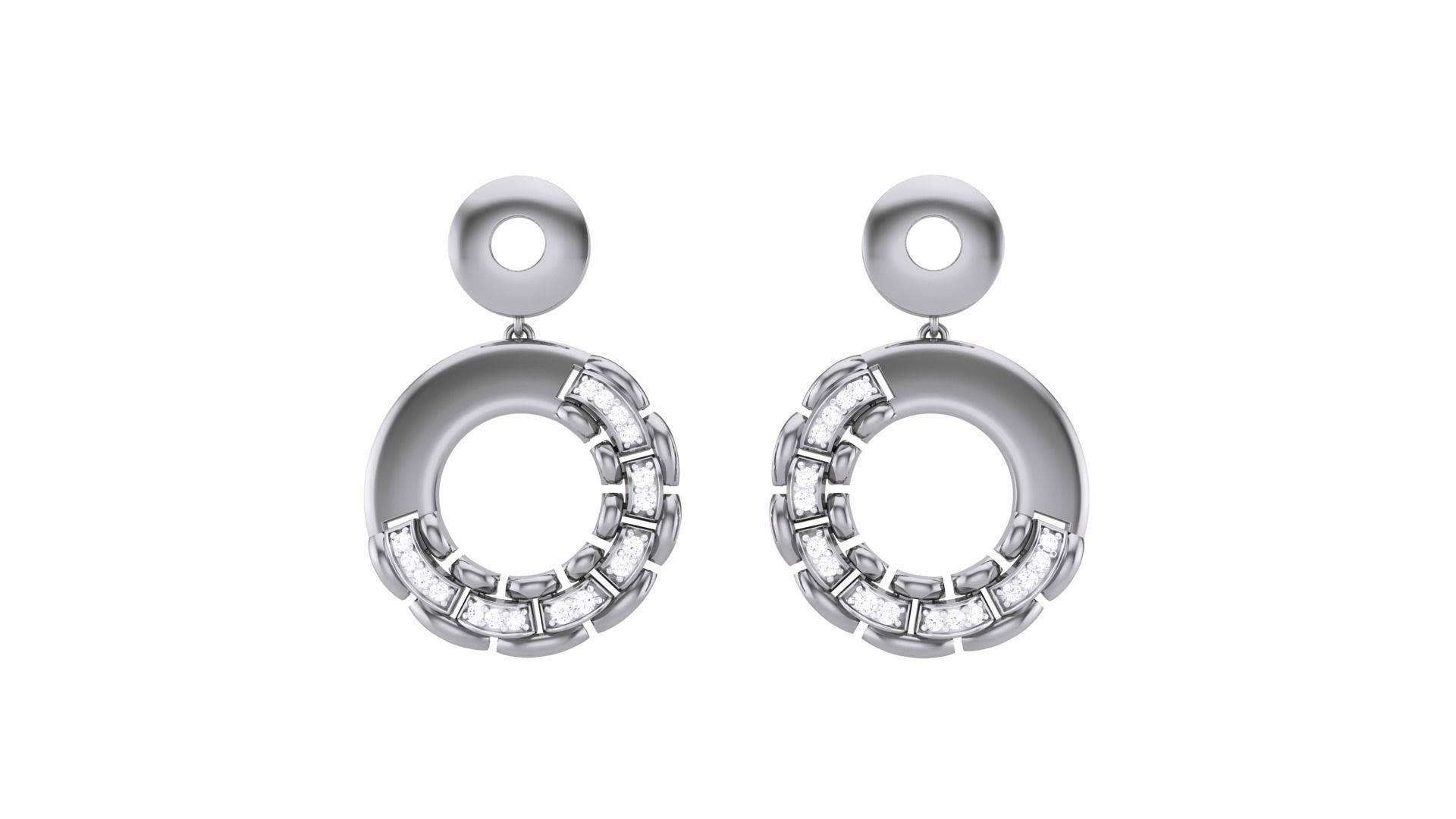 Classy Diamond Pendant Earrings Set renders 3dm stl obj 3mf  3D print model_30