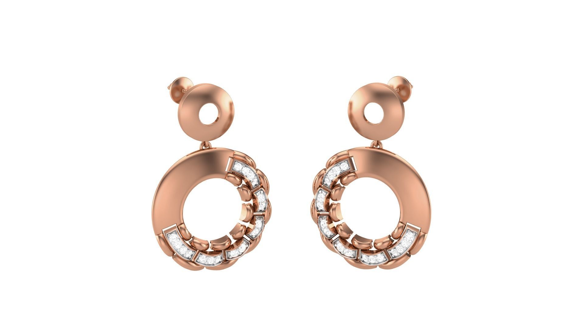 Classy Diamond Pendant Earrings Set renders 3dm stl obj 3mf  3D print model_1