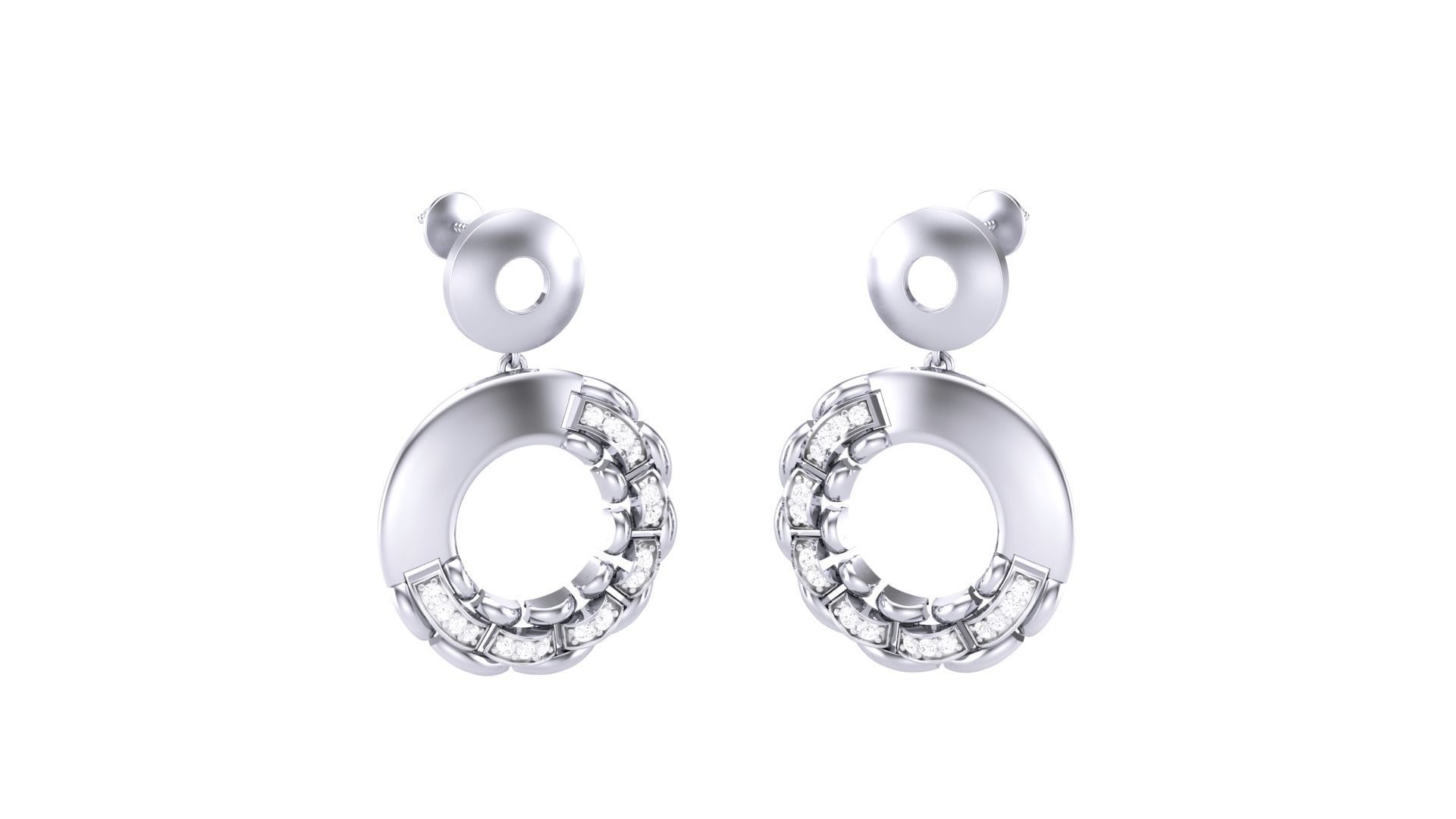 Classy Diamond Pendant Earrings Set renders 3dm stl obj 3mf  3D print model_24