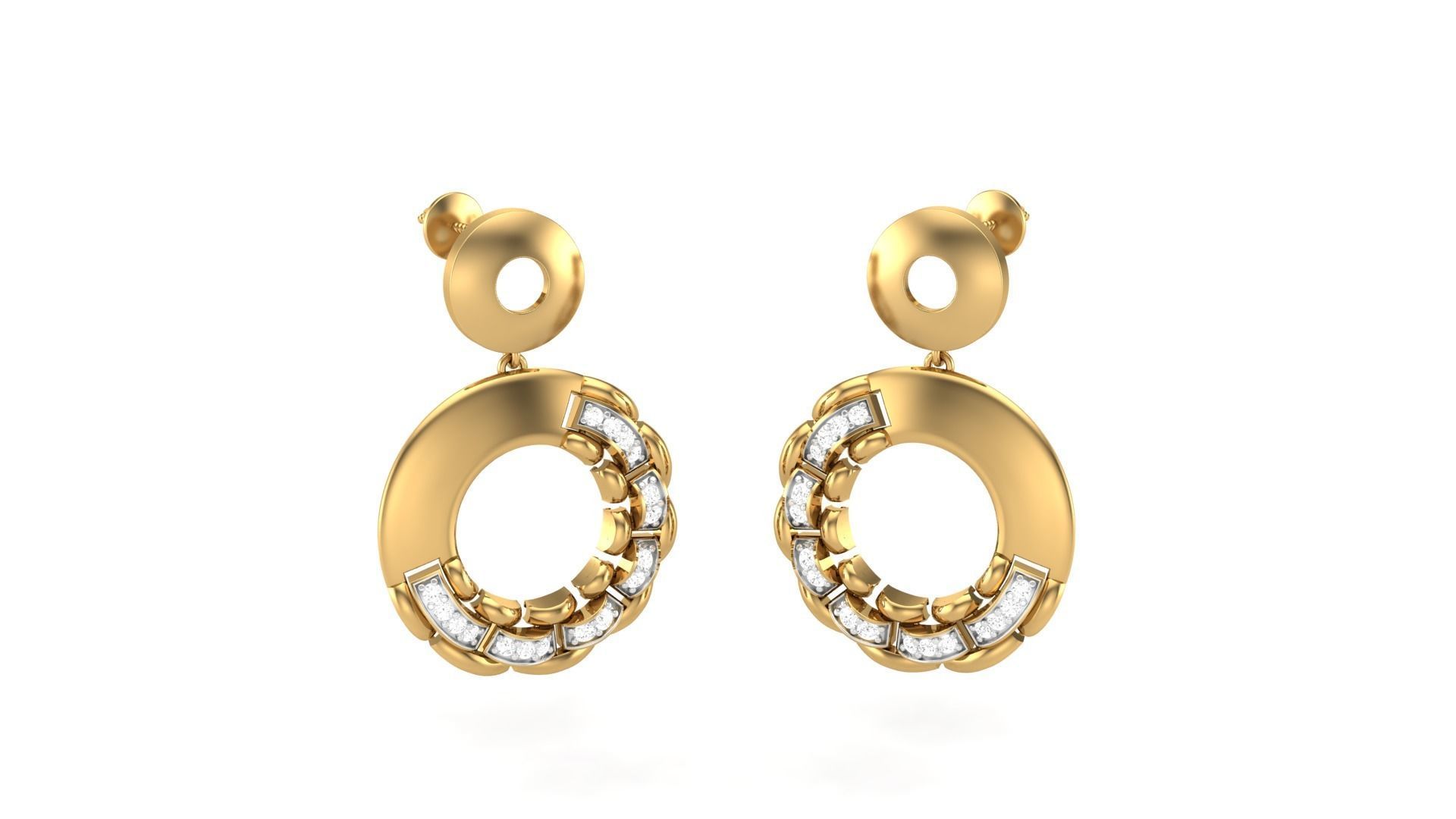 Classy Diamond Pendant Earrings Set renders 3dm stl obj 3mf  3D print model_23