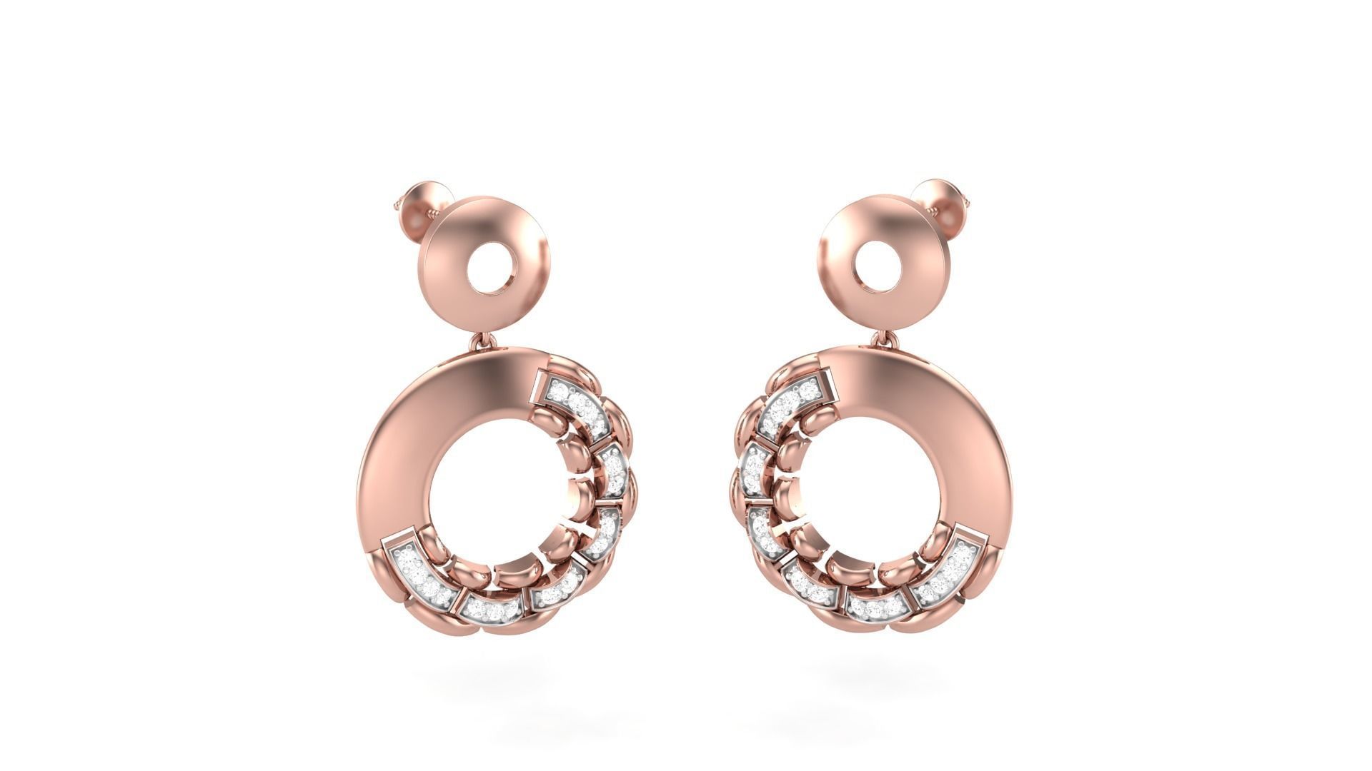 Classy Diamond Pendant Earrings Set renders 3dm stl obj 3mf  3D print model_29