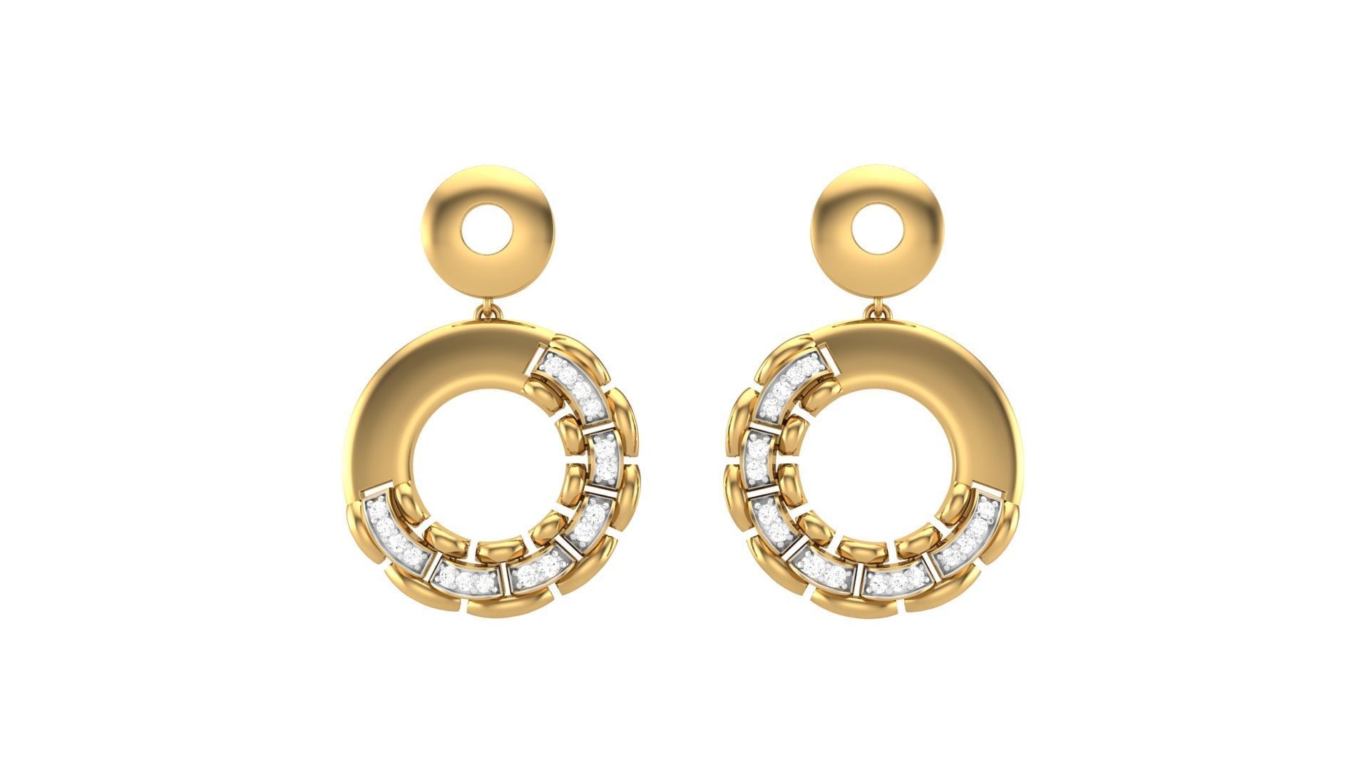 Classy Diamond Pendant Earrings Set renders 3dm stl obj 3mf  3D print model_32