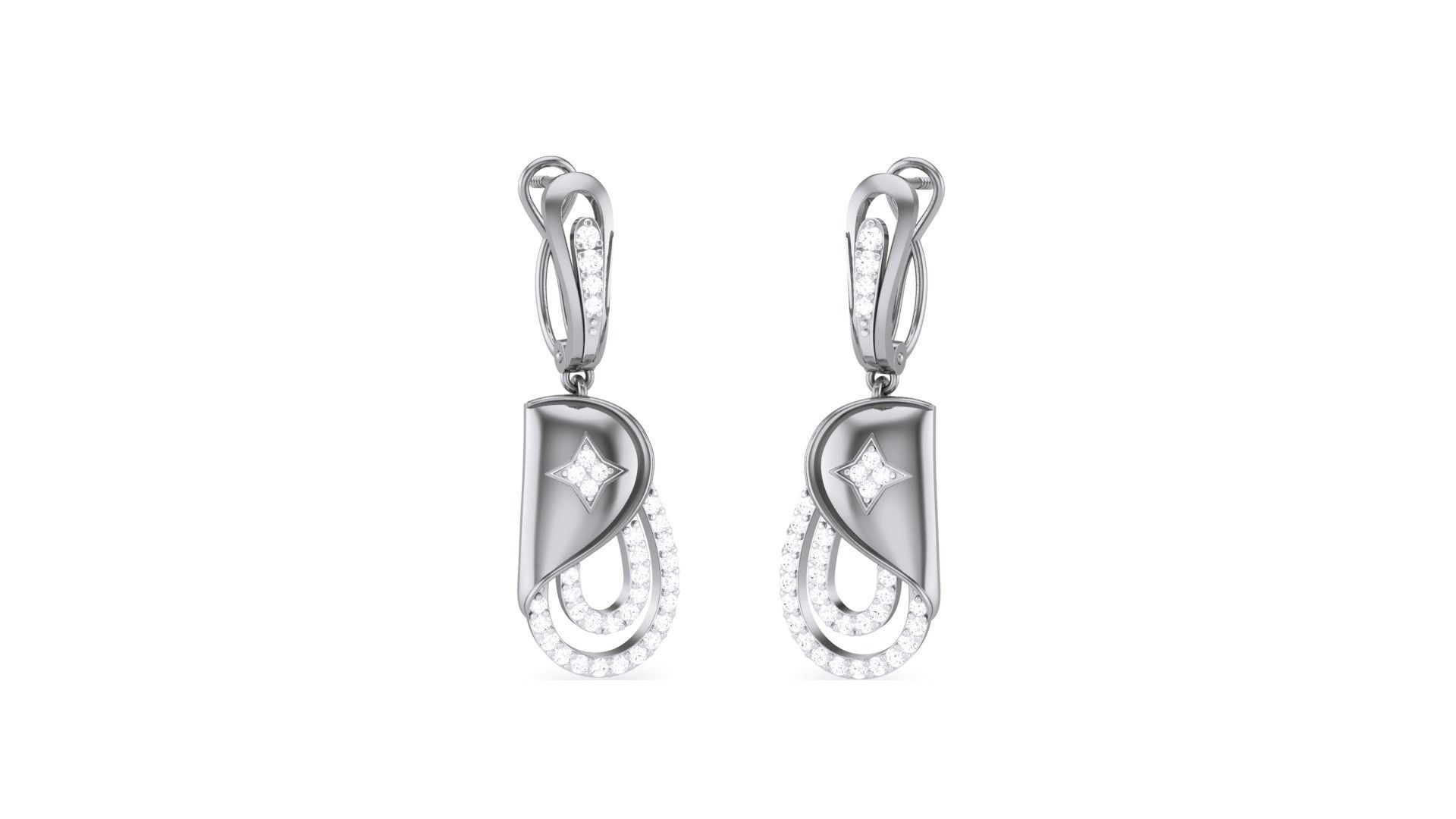 Classy Diamond Pendant Earrings Set renders 3dm stl obj 3mf  3D print model_22