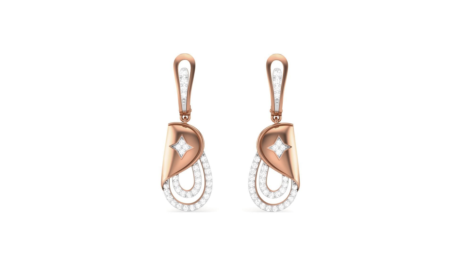 Classy Diamond Pendant Earrings Set renders 3dm stl obj 3mf  3D print model_31