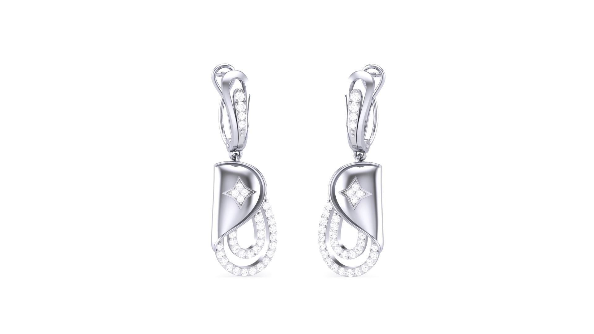 Classy Diamond Pendant Earrings Set renders 3dm stl obj 3mf  3D print model_24