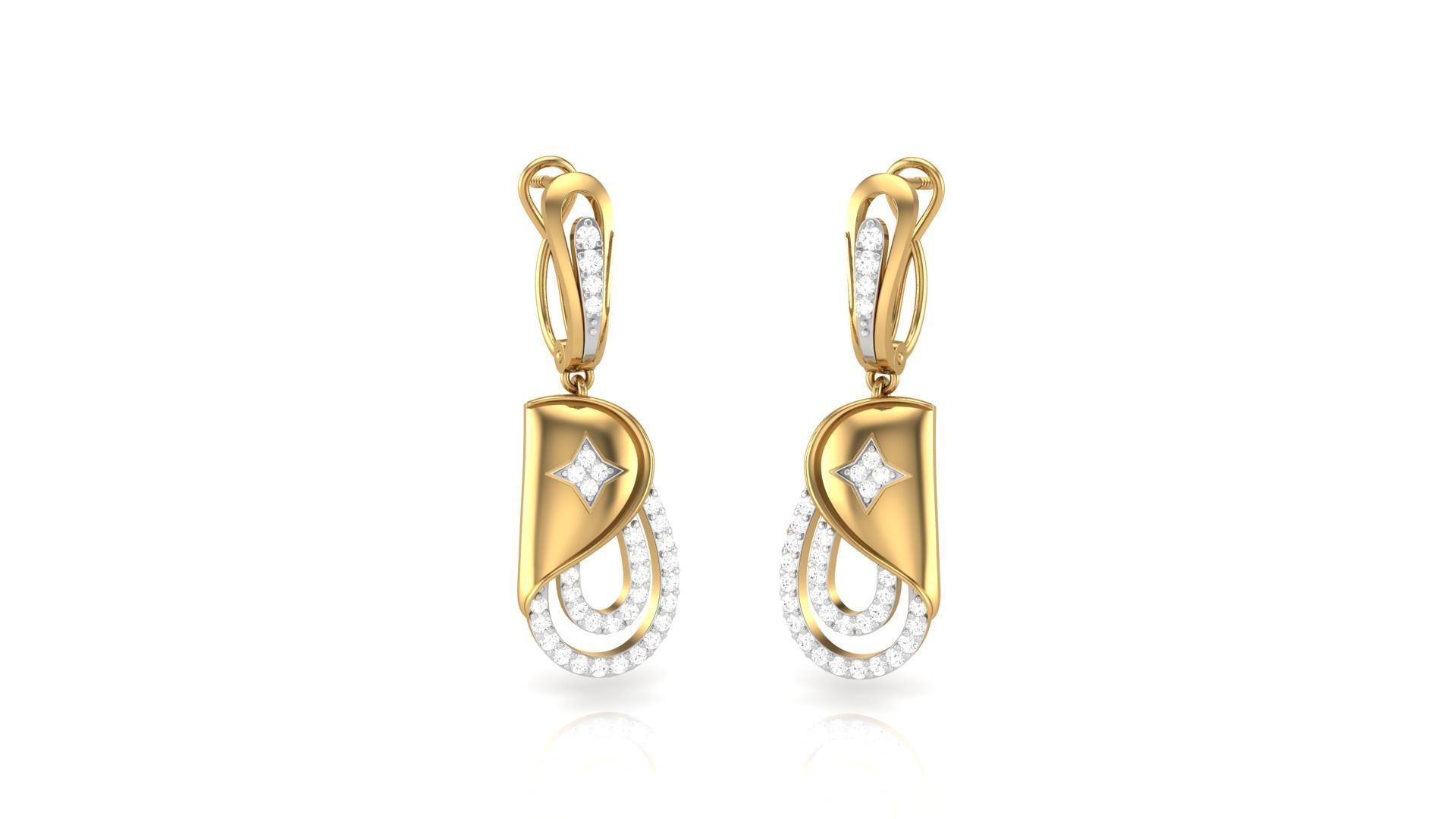 Classy Diamond Pendant Earrings Set renders 3dm stl obj 3mf  3D print model_23