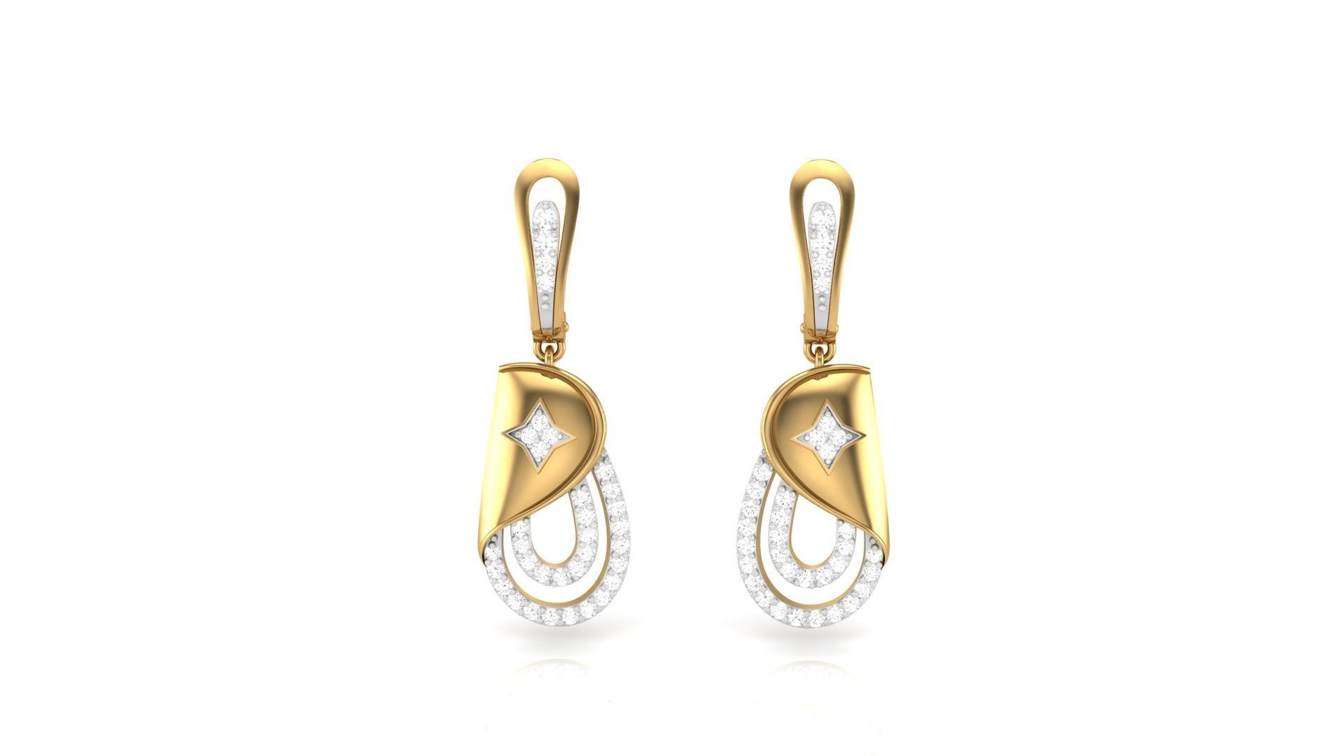Classy Diamond Pendant Earrings Set renders 3dm stl obj 3mf  3D print model_32