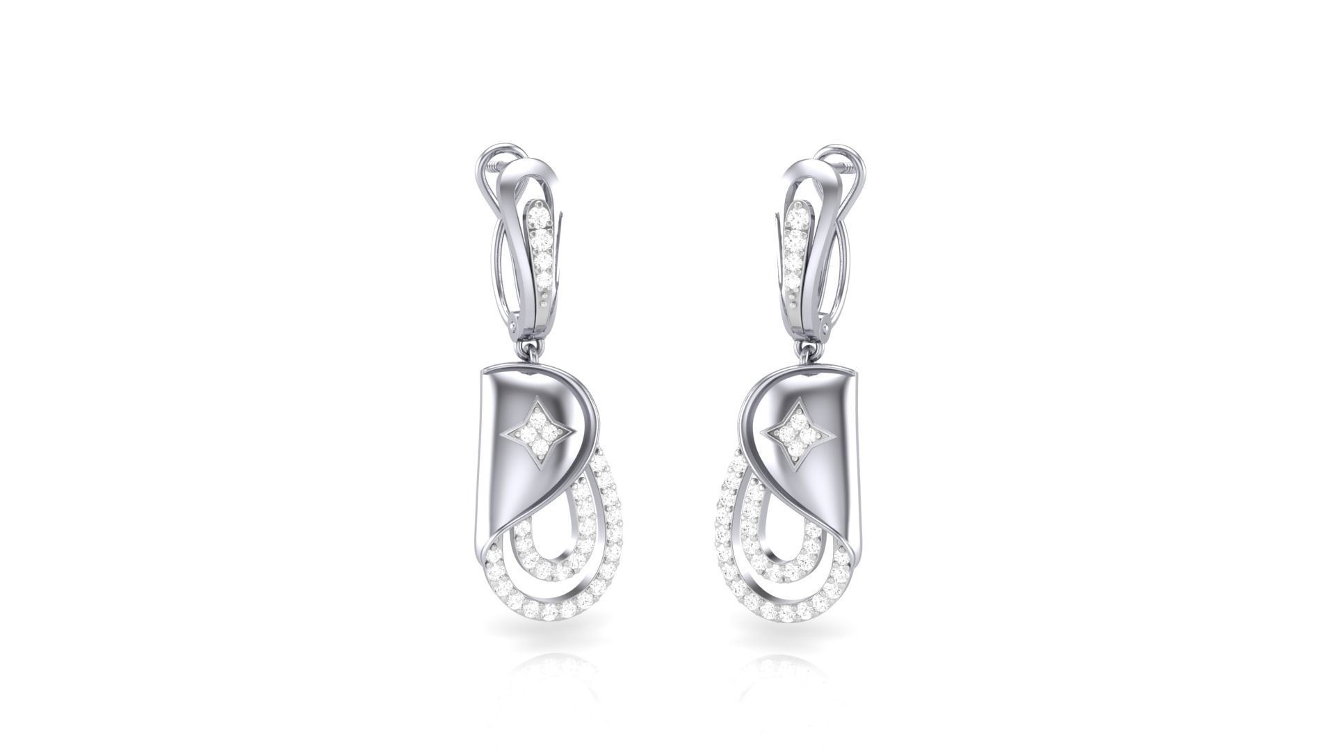 Classy Diamond Pendant Earrings Set renders 3dm stl obj 3mf  3D print model_26