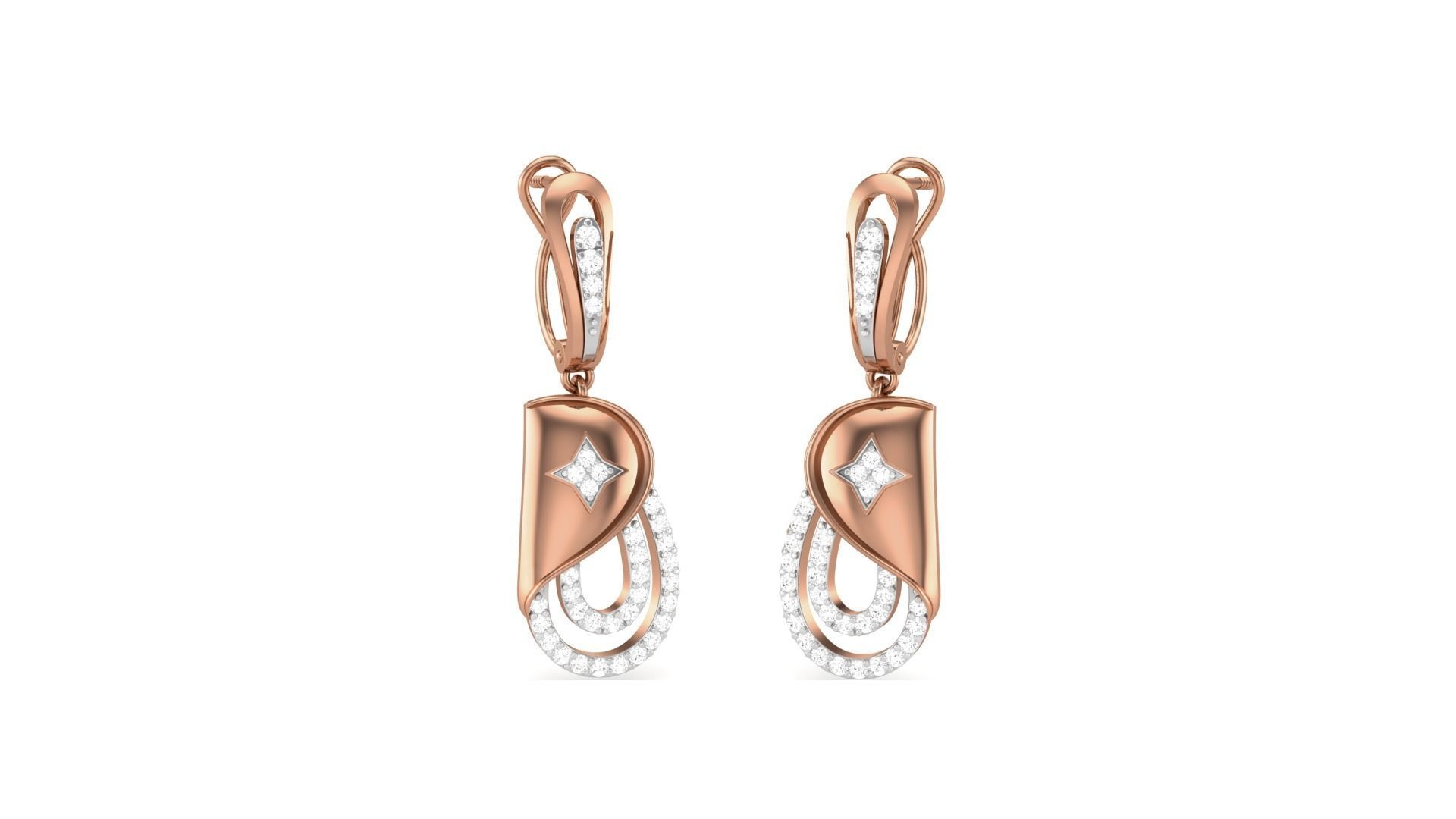 Classy Diamond Pendant Earrings Set renders 3dm stl obj 3mf  3D print model_1