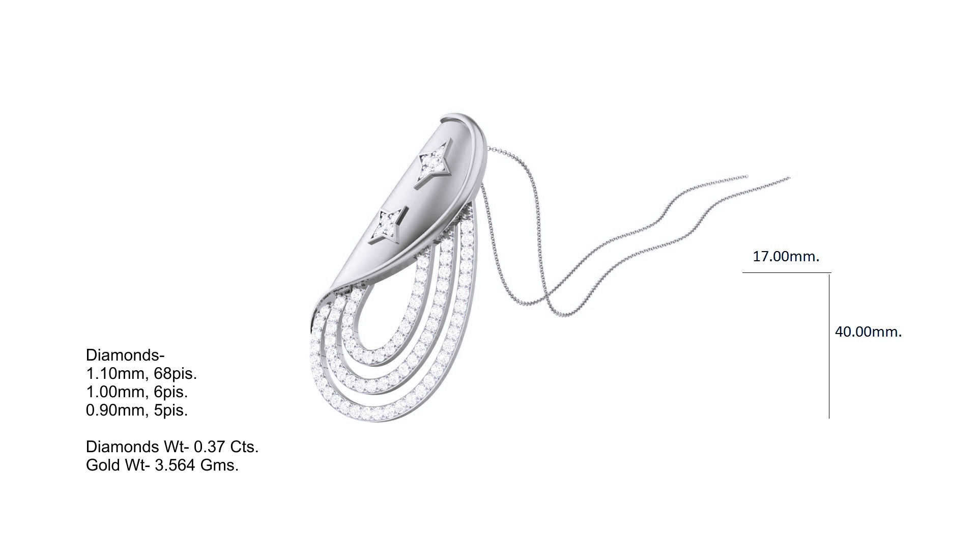 Classy Diamond Pendant Earrings Set renders 3dm stl obj 3mf  3D print model_2