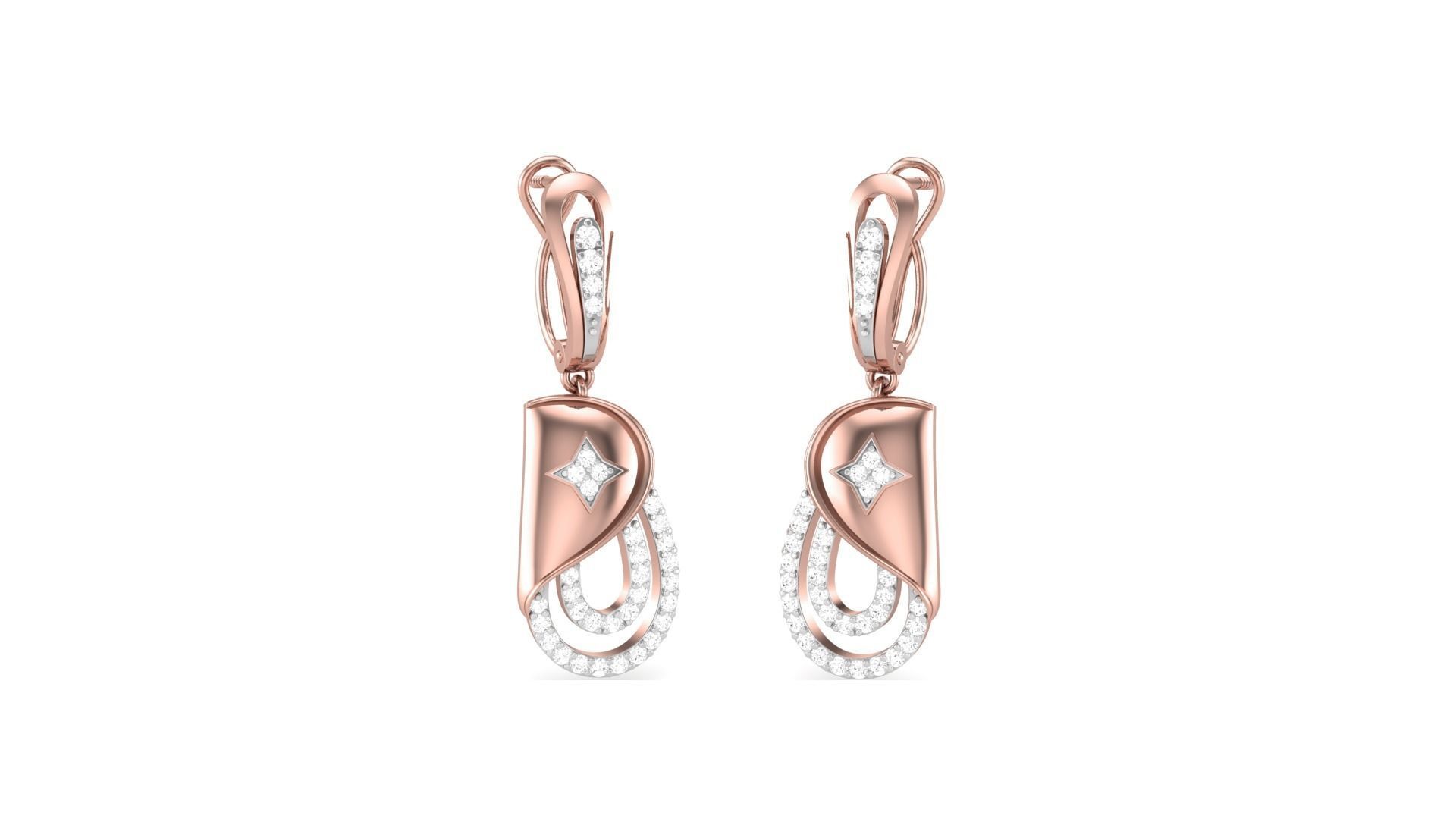 Classy Diamond Pendant Earrings Set renders 3dm stl obj 3mf  3D print model_28