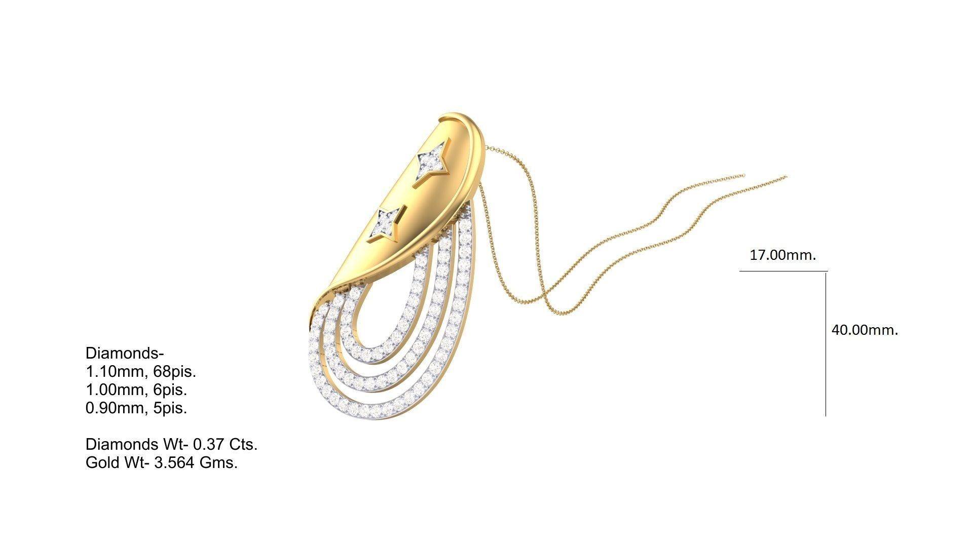 Classy Diamond Pendant Earrings Set renders 3dm stl obj 3mf  3D print model_4