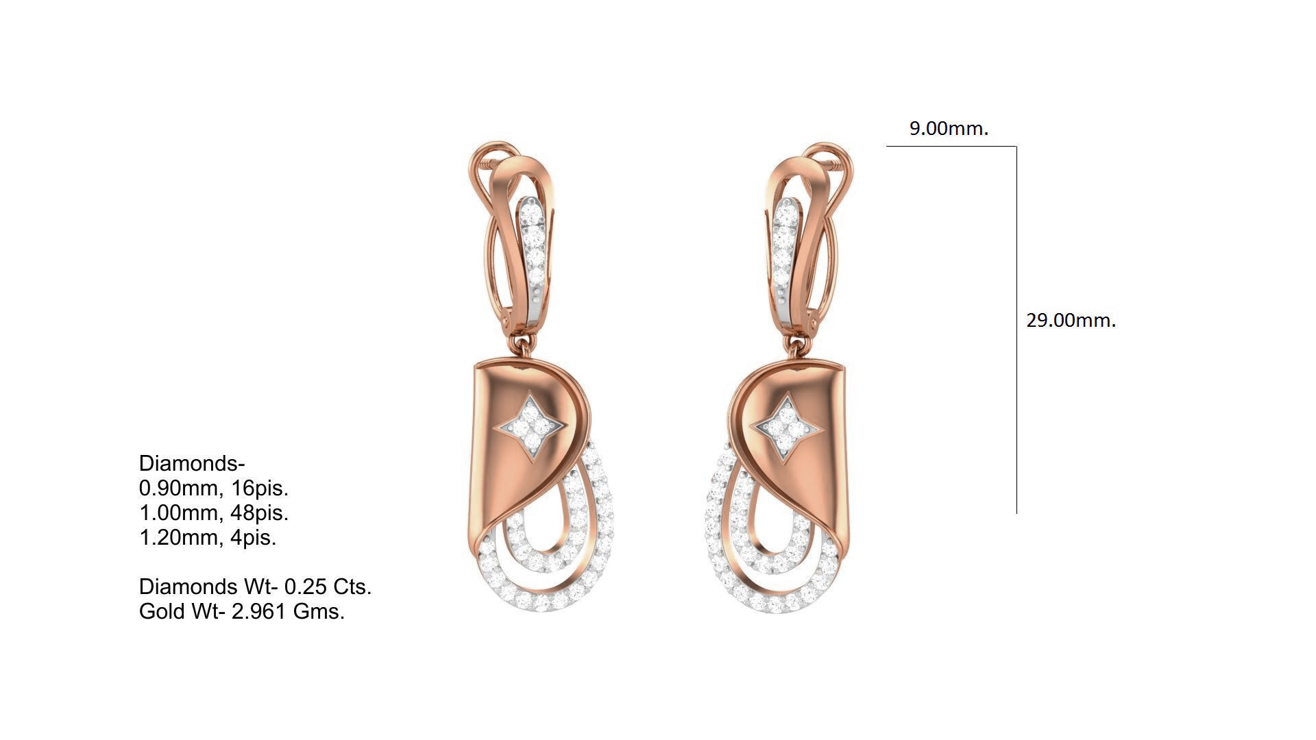 Classy Diamond Pendant Earrings Set renders 3dm stl obj 3mf  3D print model_20